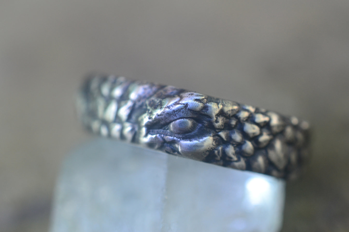 Oxidised Sterling Silver Dragon Band
