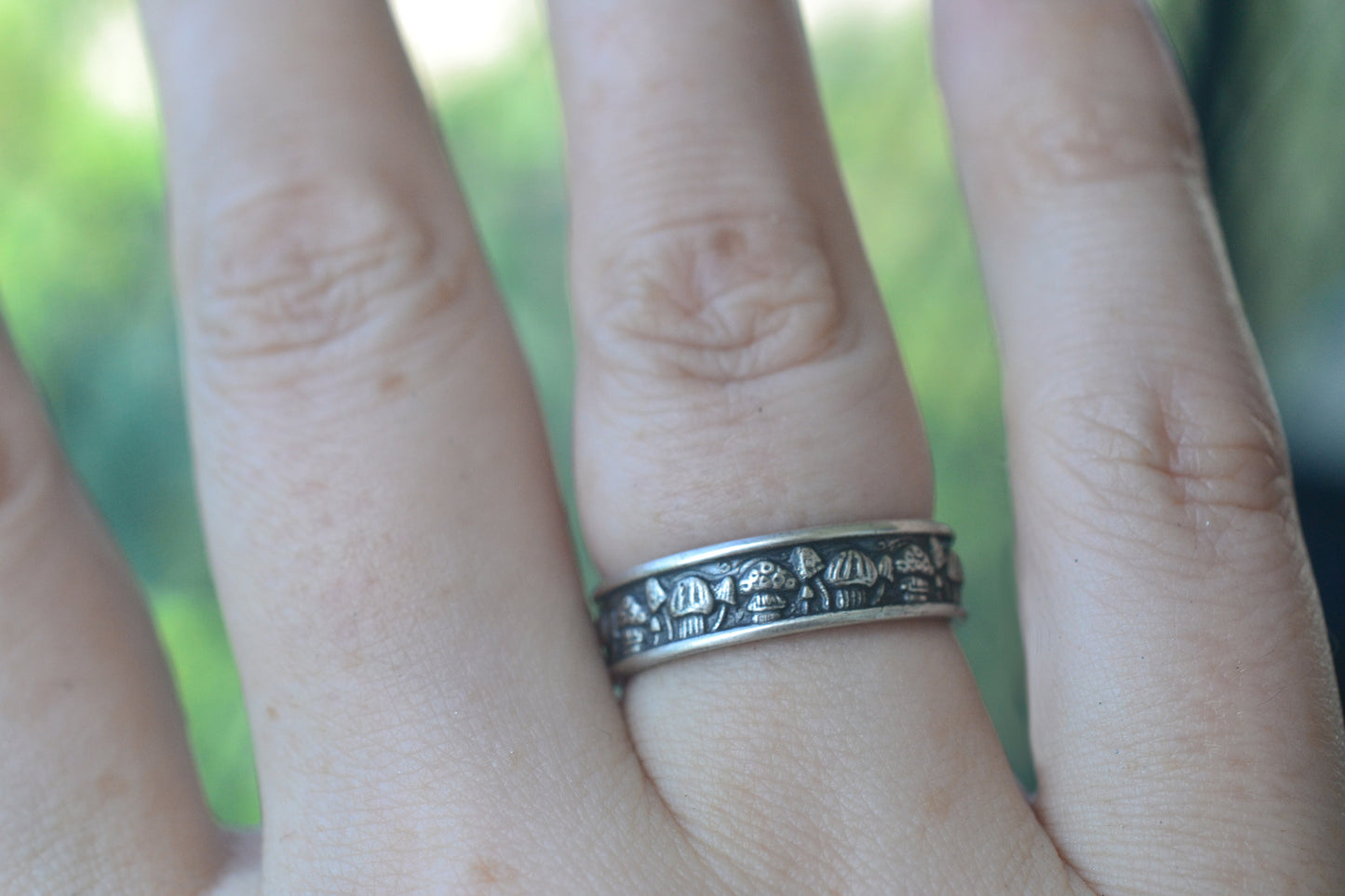 Nature Inspired Mushroom Ring in Silver