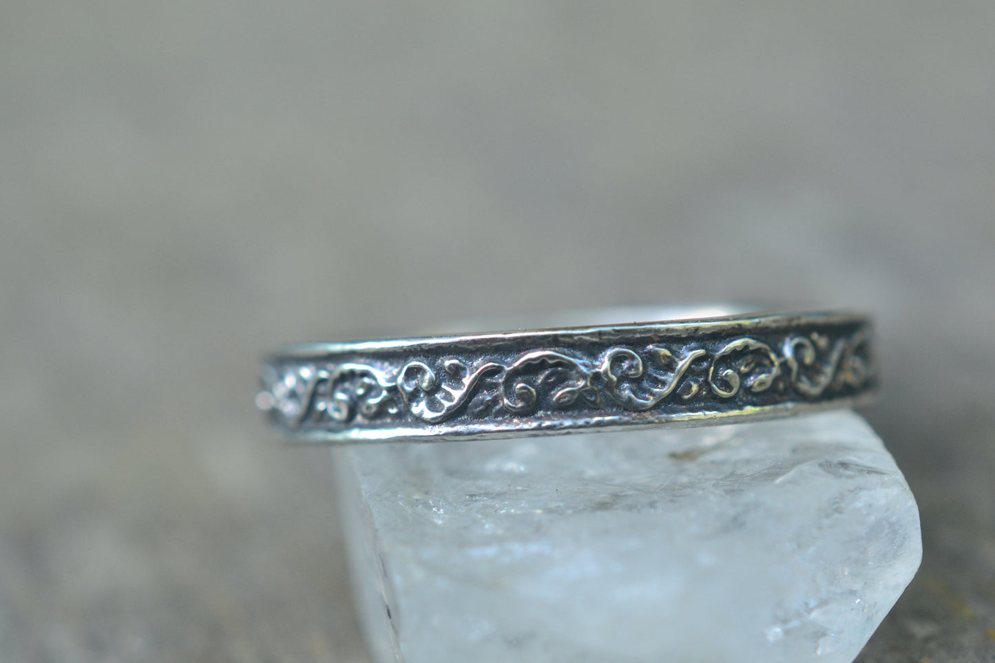 Oxidised Silver Renaissance Wedding Band