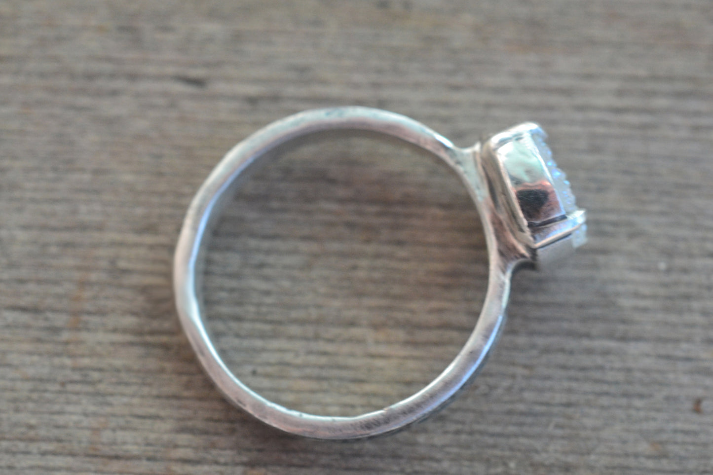 White Druzy Ring with Bezel Setting