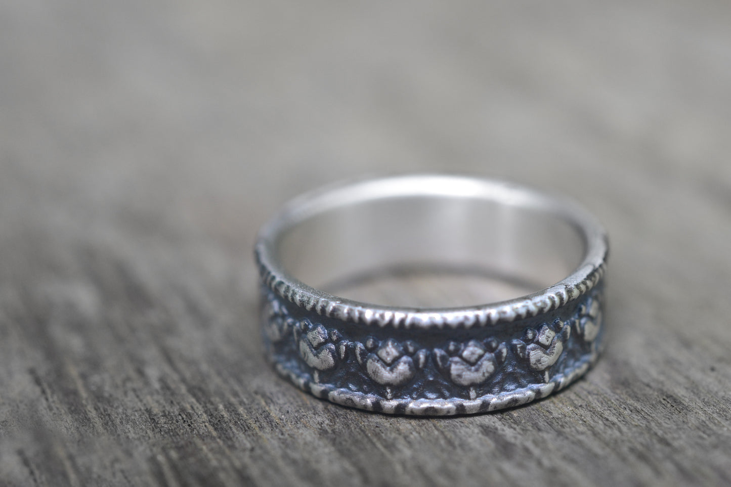 Nature Wedding Band With Lotus Design