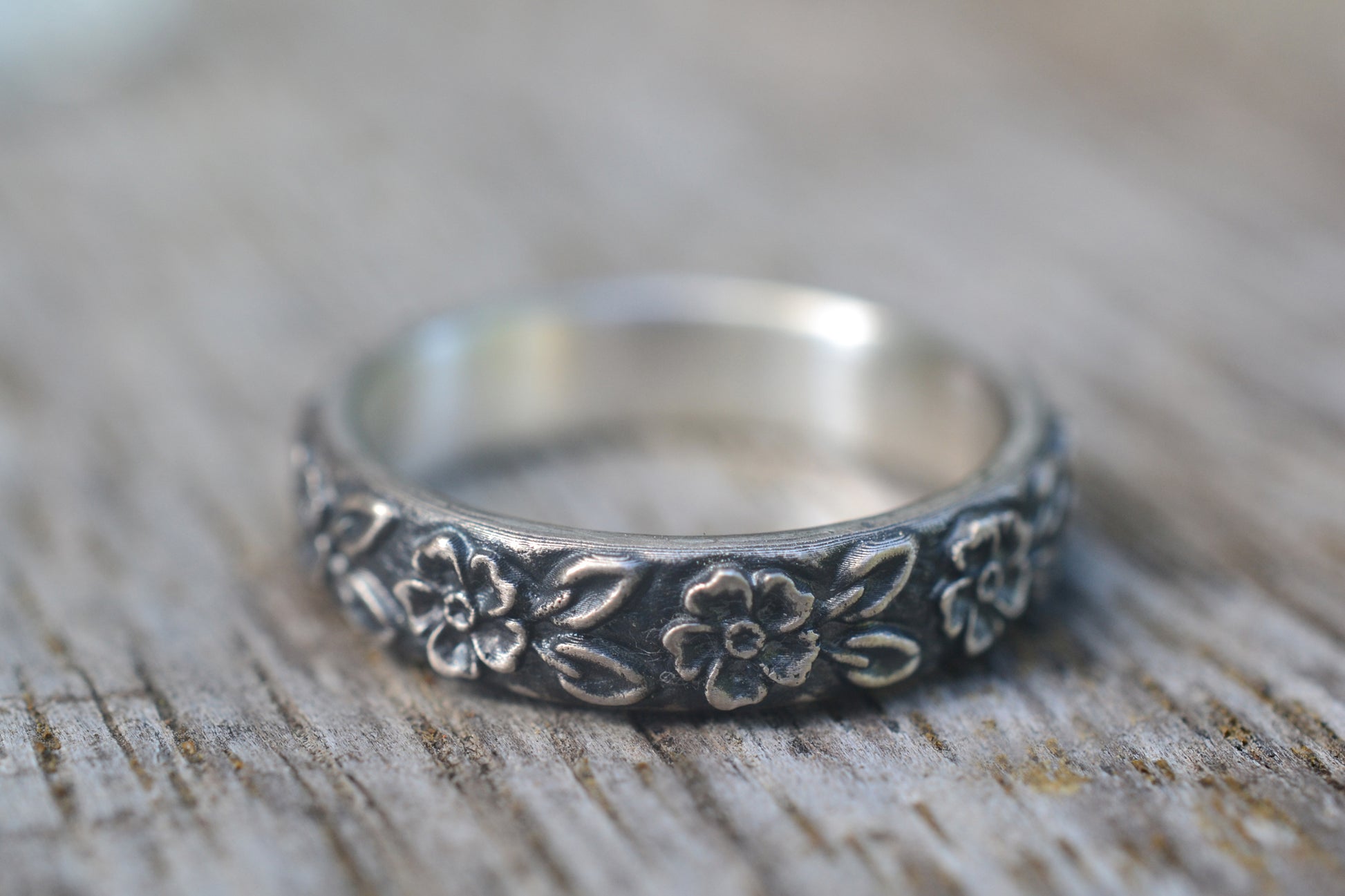 Oxidised 925 Sterling Silver Rose Ring