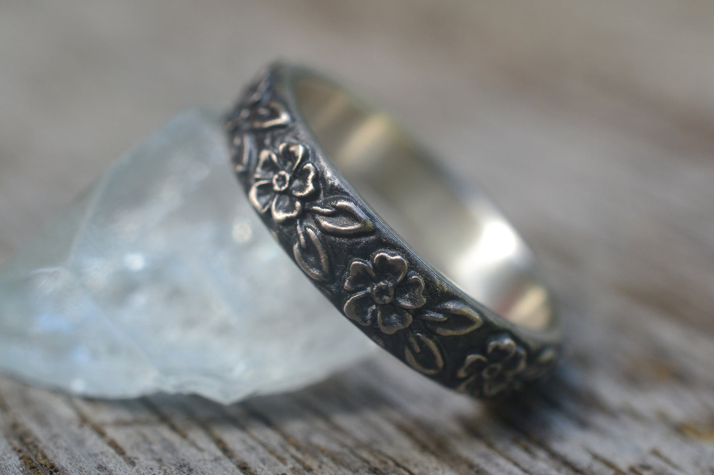 Artisan Made Wild Rose Wedding Band