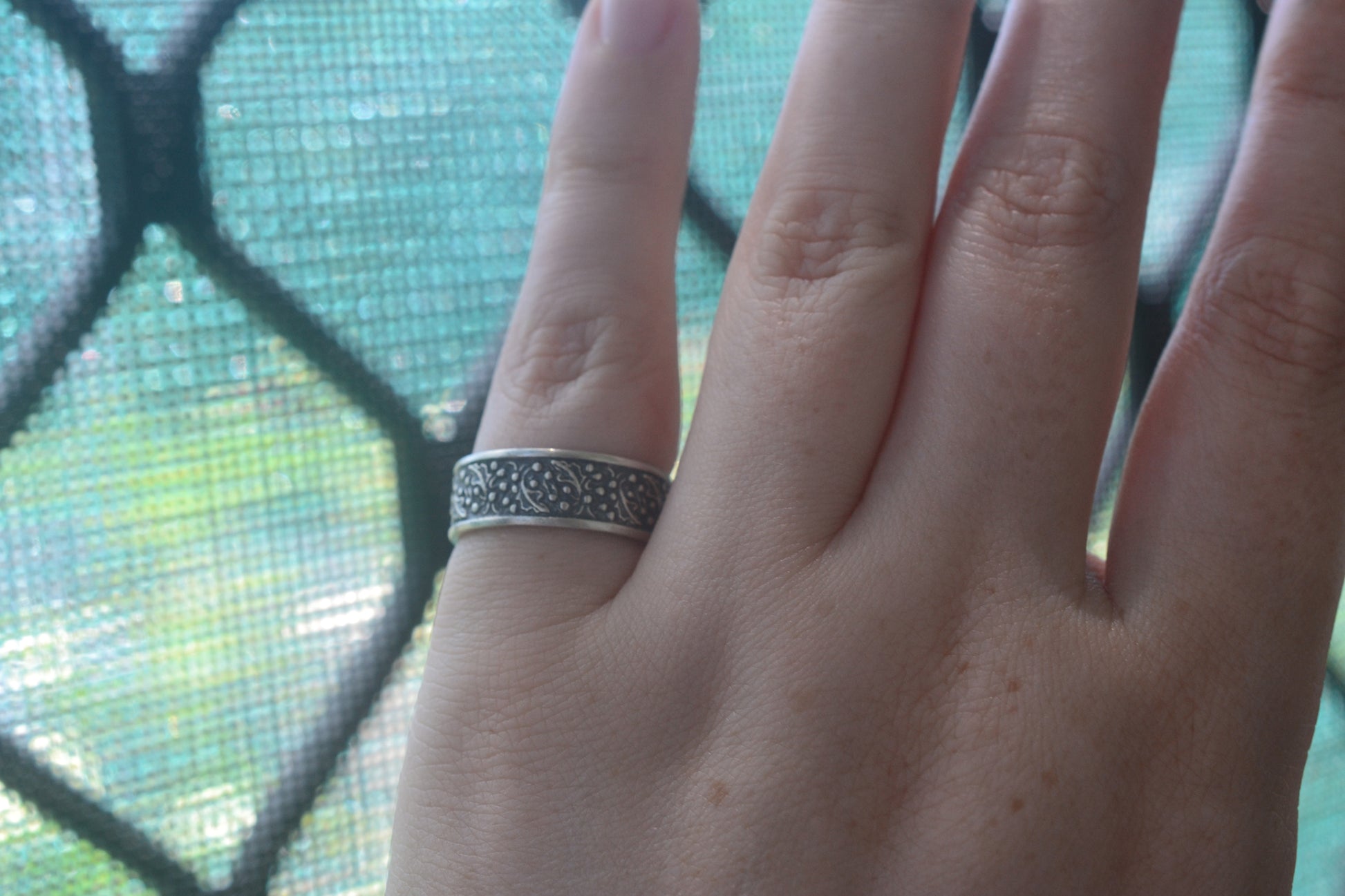 Nature Marriage Band For Men in Silver