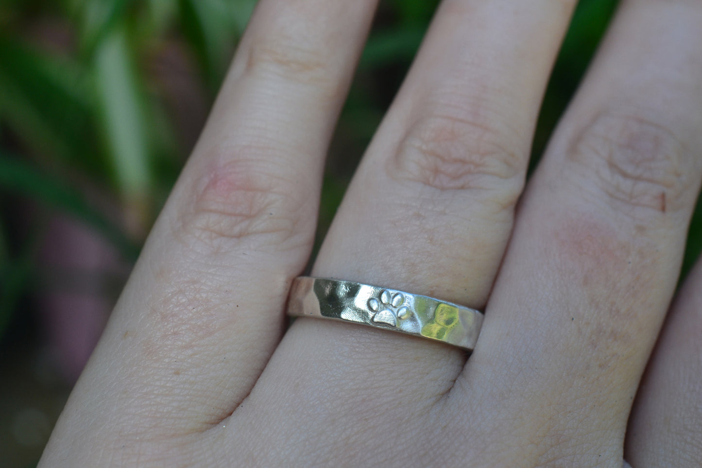 Paw Print Charm Ring in Sterling Silver