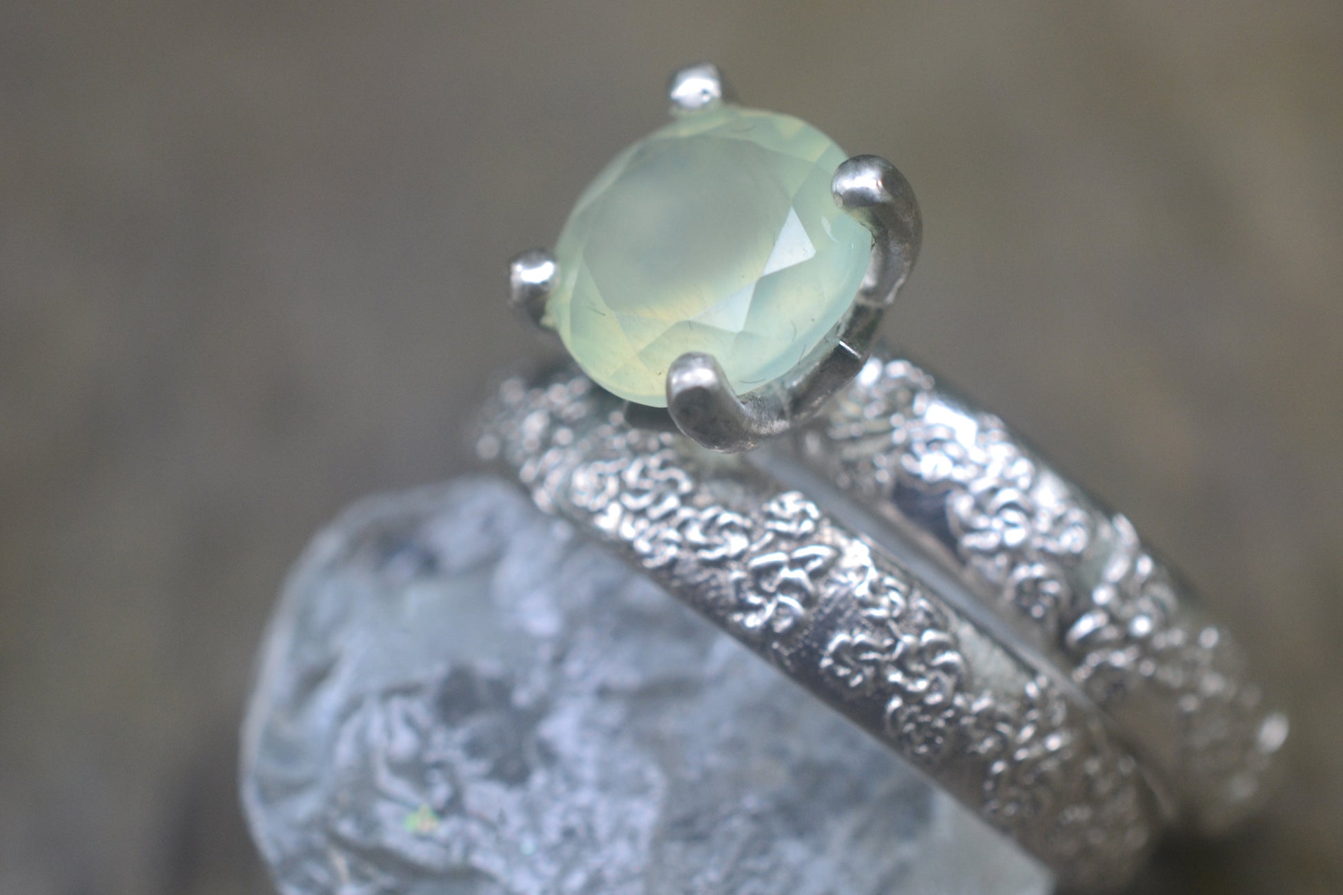 Green Prehnite Crystal Bridal Set in Silver