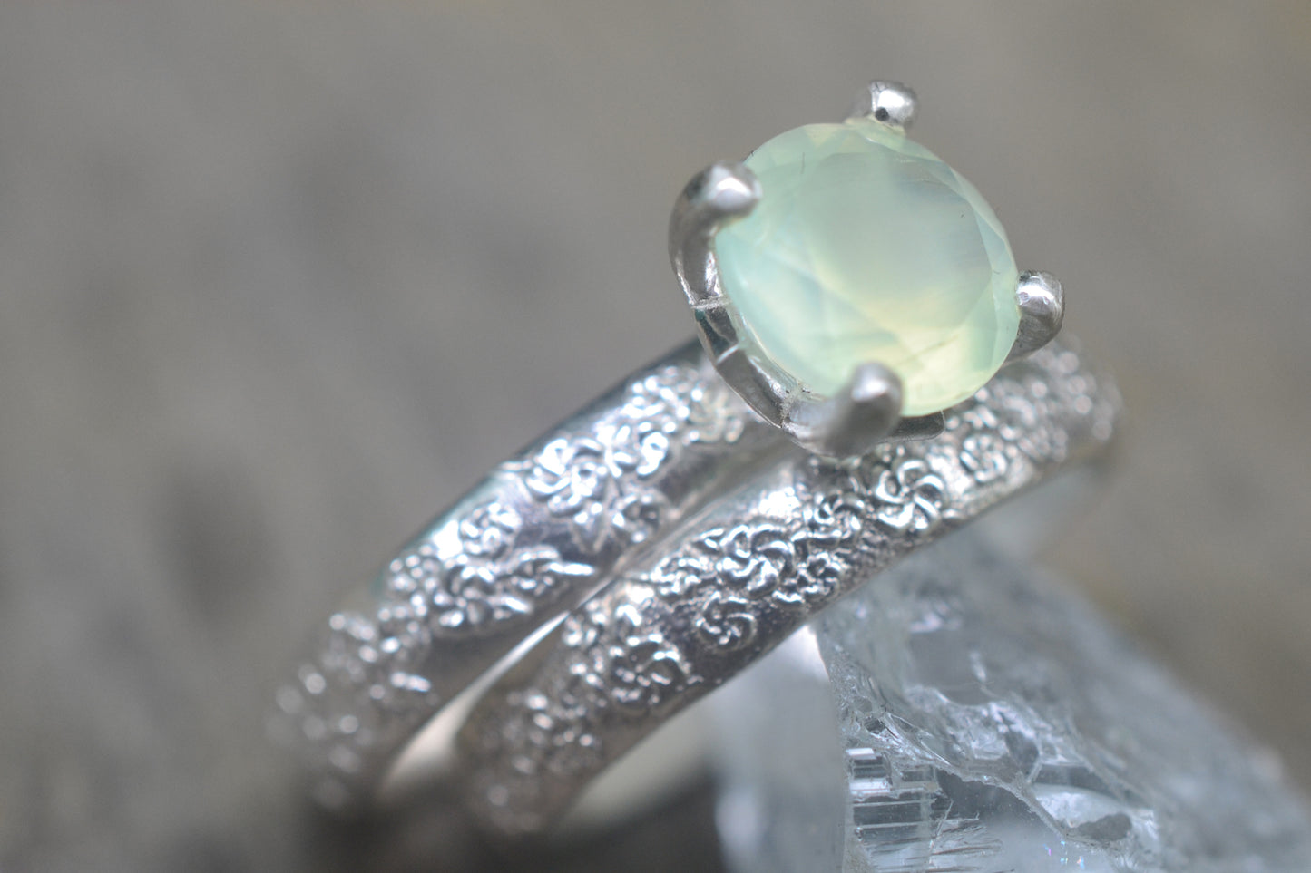 Unique Gemstone Bridal Set With Blossom Design