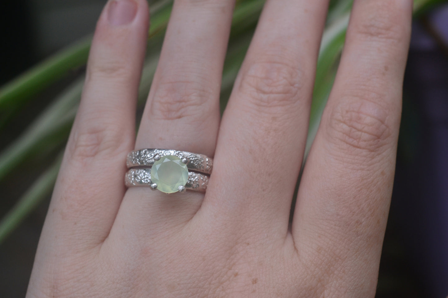 Cherry Blossom Bridal Set With Green Prehnite