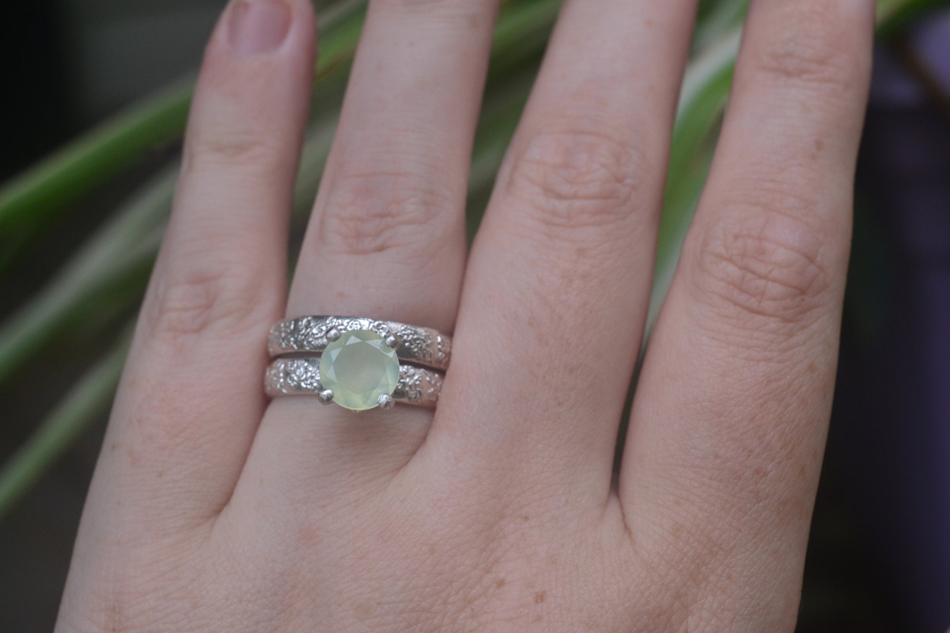 Cherry Blossom Bridal Set With Green Prehnite