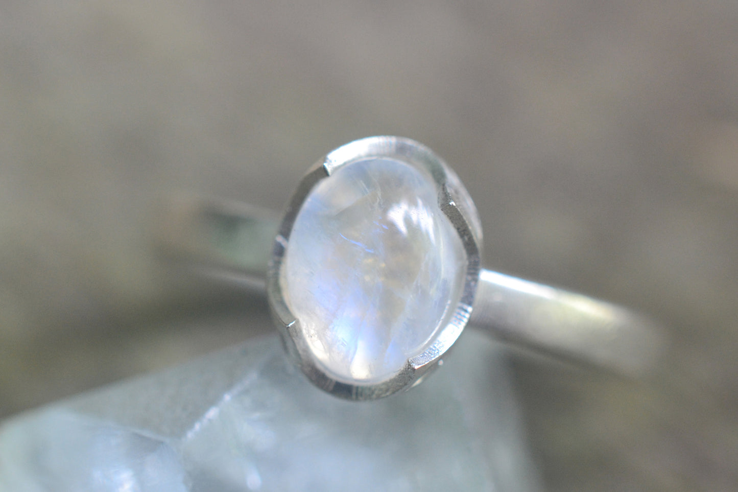 Little Rainbow Moonstone Crystal Stack Ring
