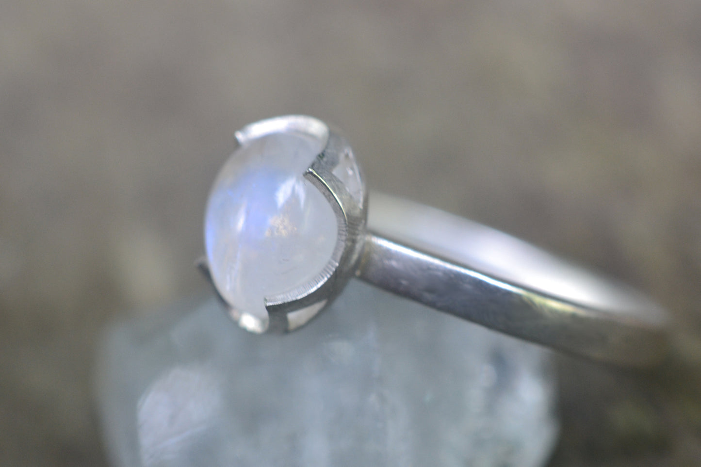 Rainbow Moonstone Cabochon Stacker Ring