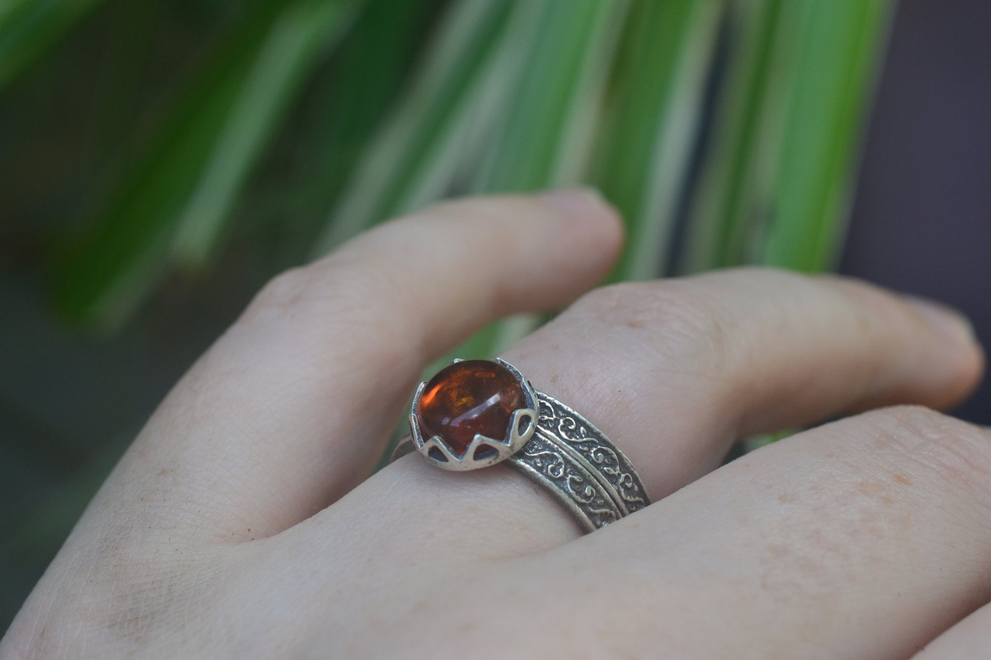 Gothic Amber Bridal Set in Oxidised Silver