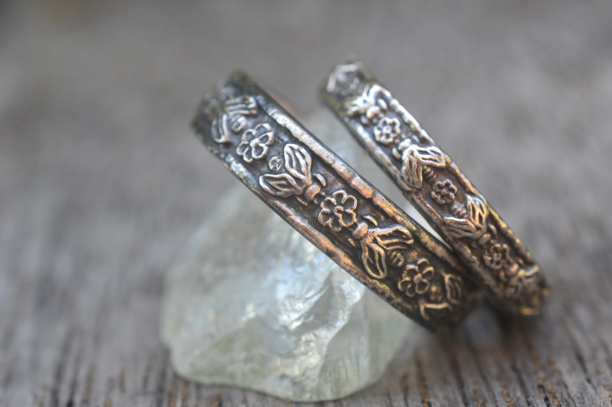 His & Hers Honeybee Rings in Oxidised Silver