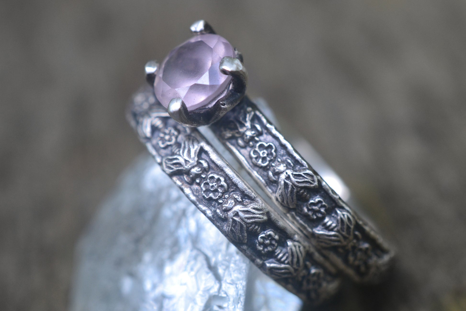 Affordable Wedding Set With 6mm Rose Quartz