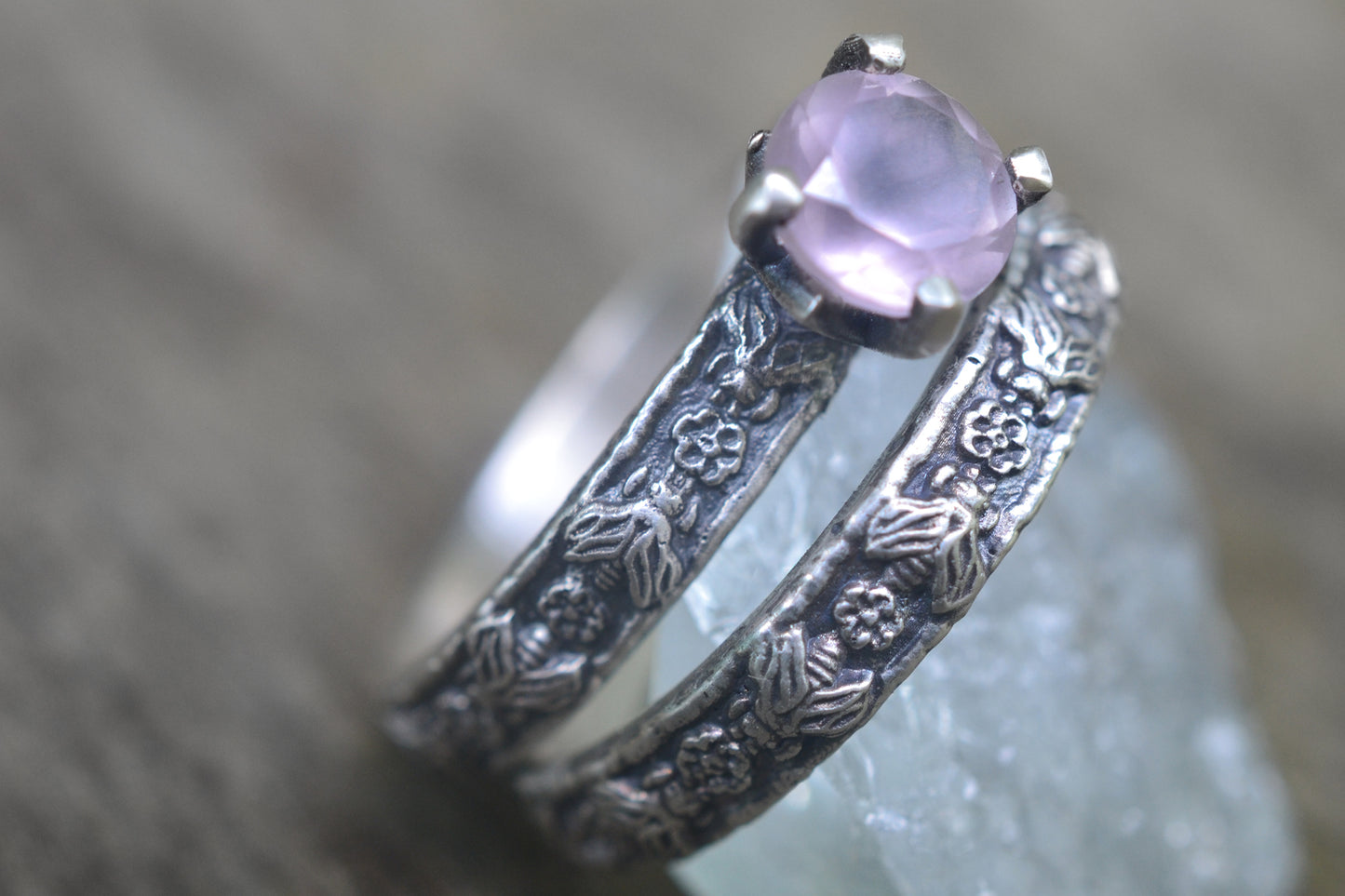 Rose Quartz Bridal Set With Honeybee Design