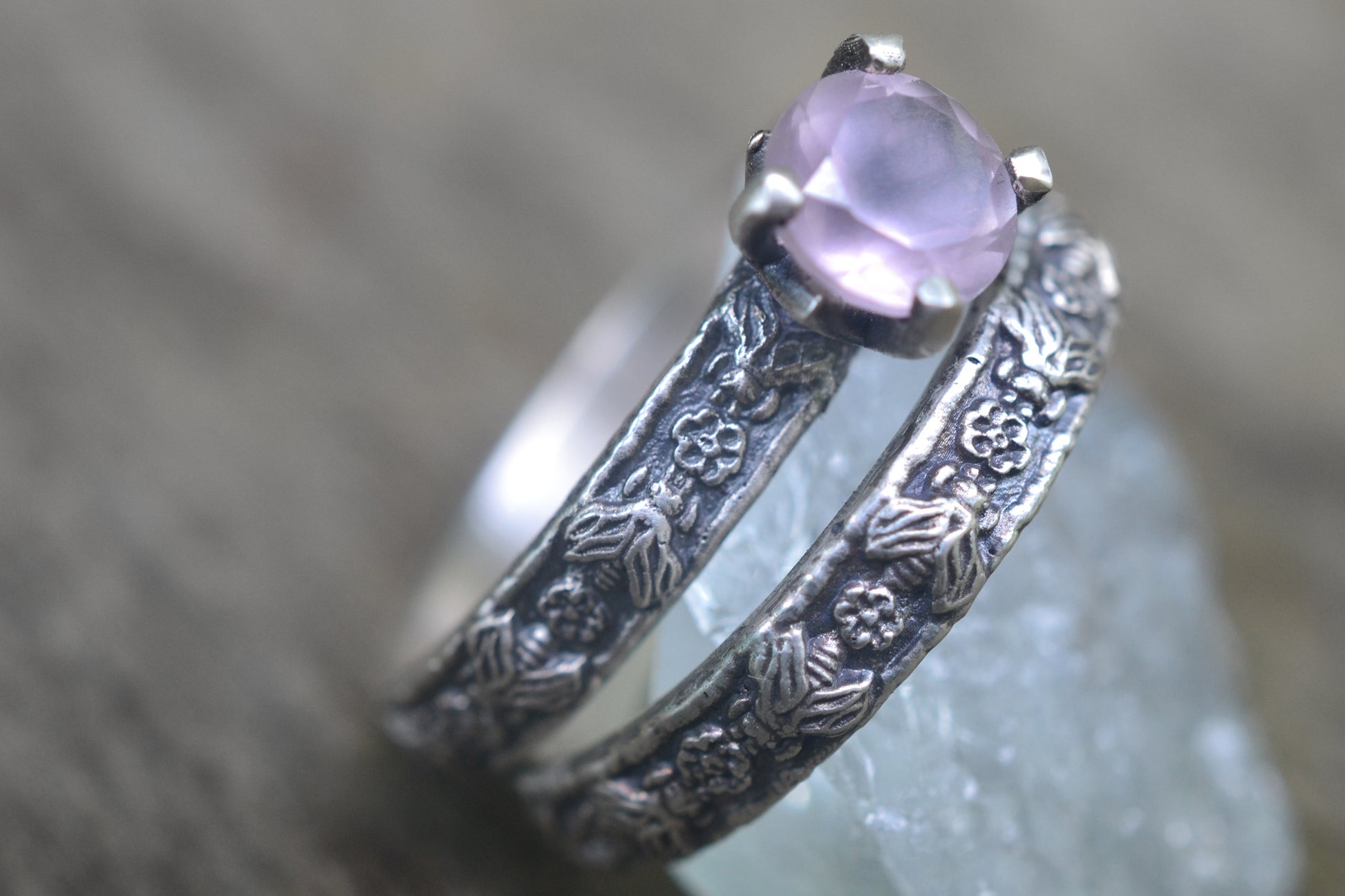 Rose Quartz Bridal Set With Honeybee Design