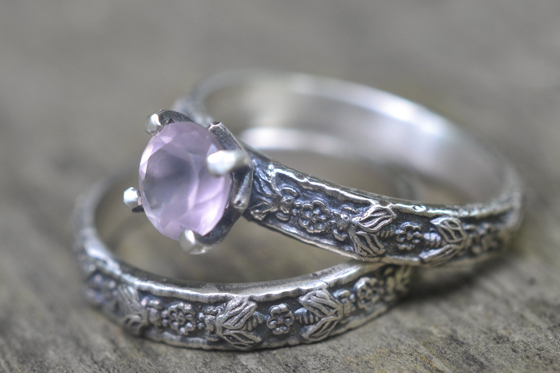 Dainty Bee Bridal Set With Pink Quartz Stone