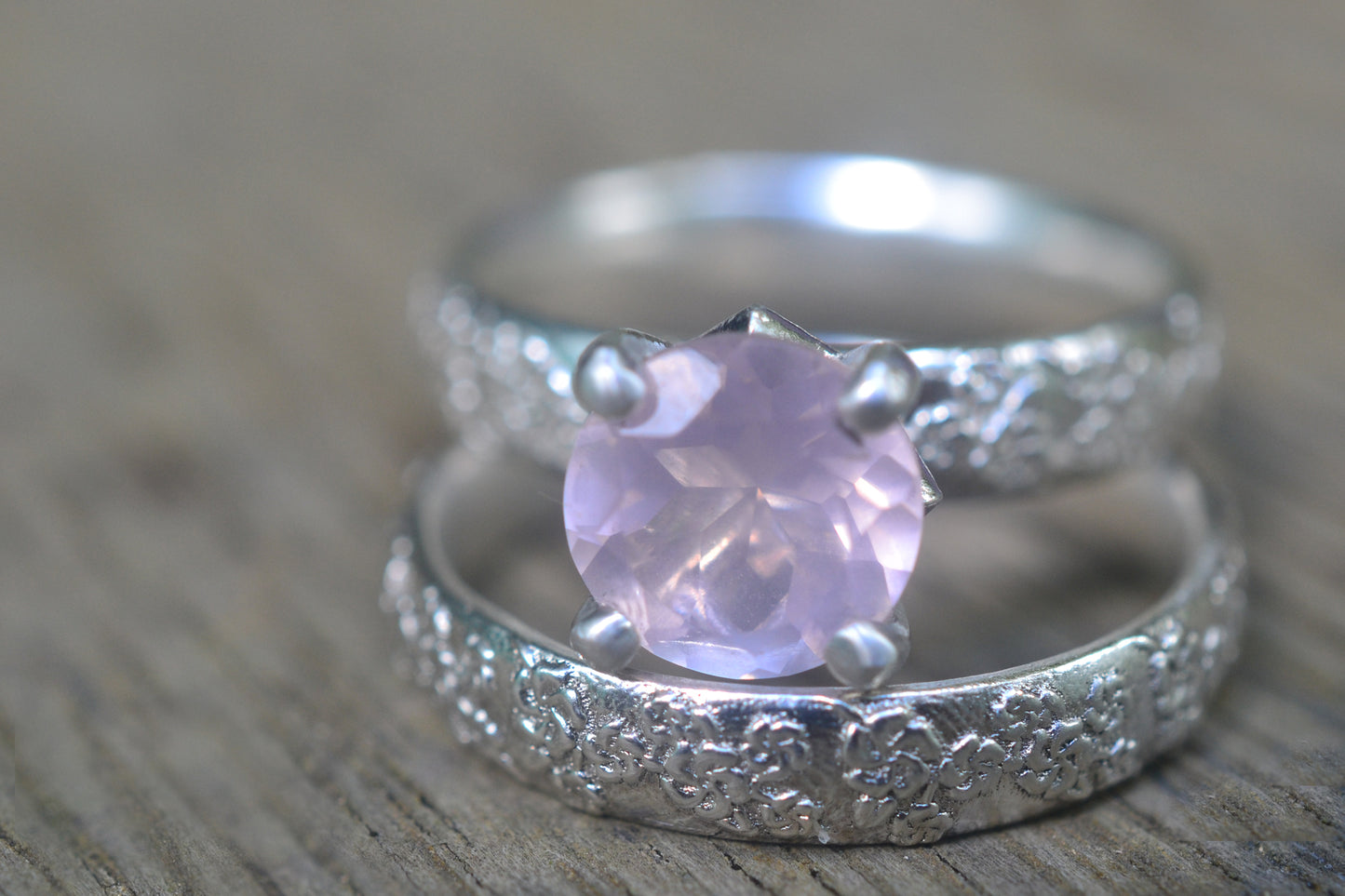Natural Rose Quartz Bridal Set in Sterling Silver