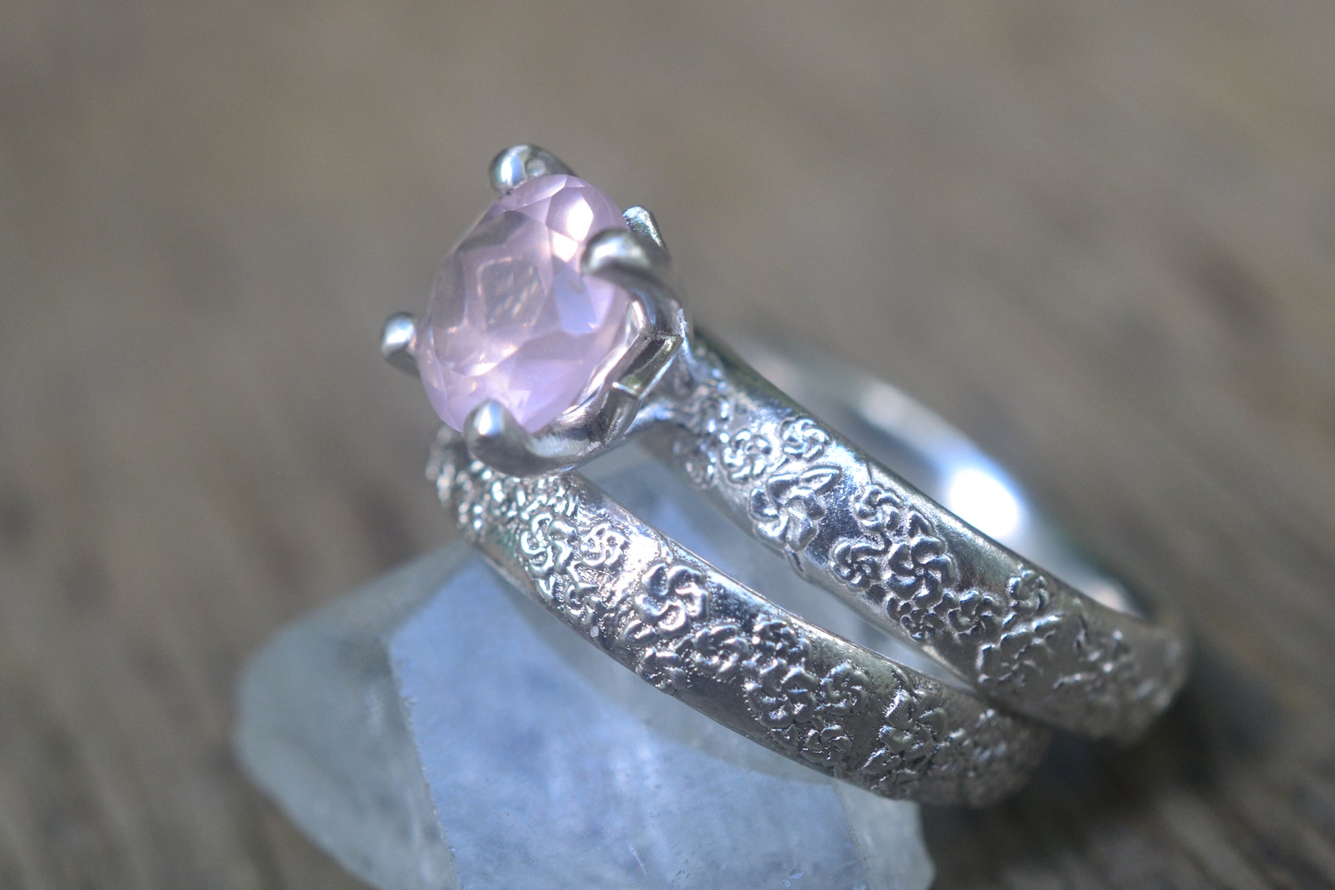 8mm Rose Quartz Bridal Set For Women