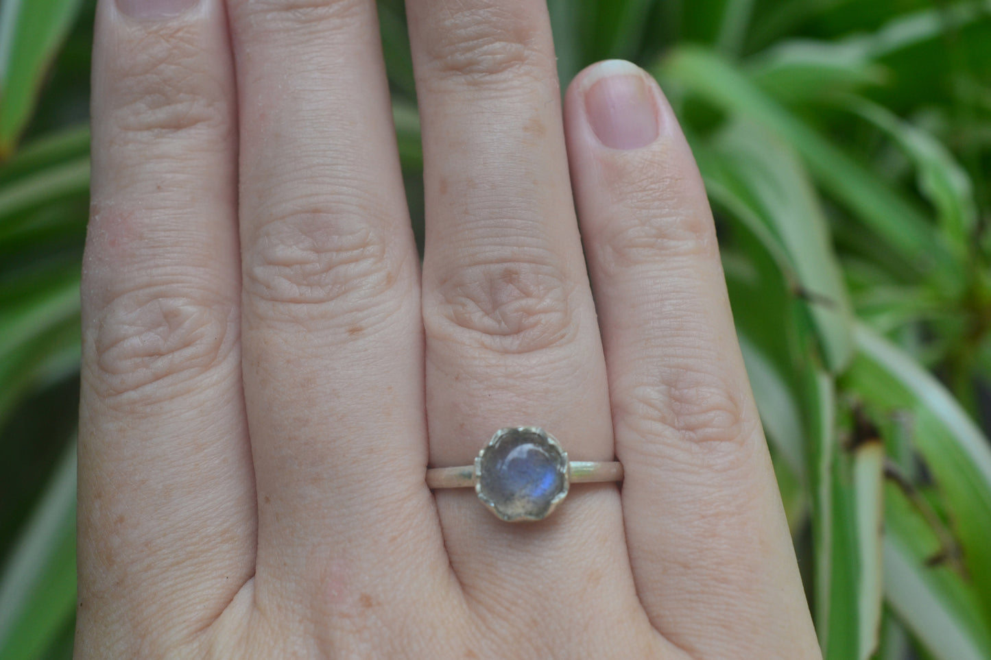 Simple Labradorite Gemstone Ring in Silver