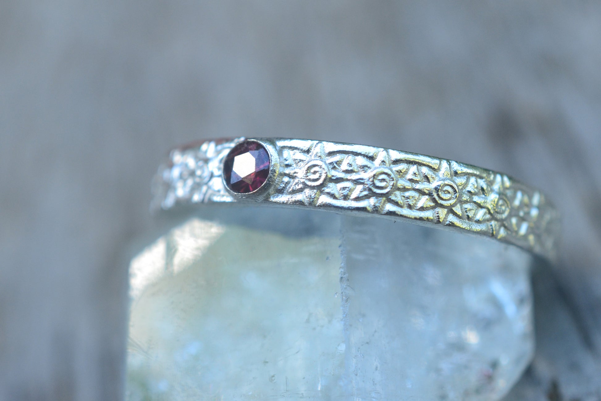 Tiny Garnet Ring in 925 Sterling Silver