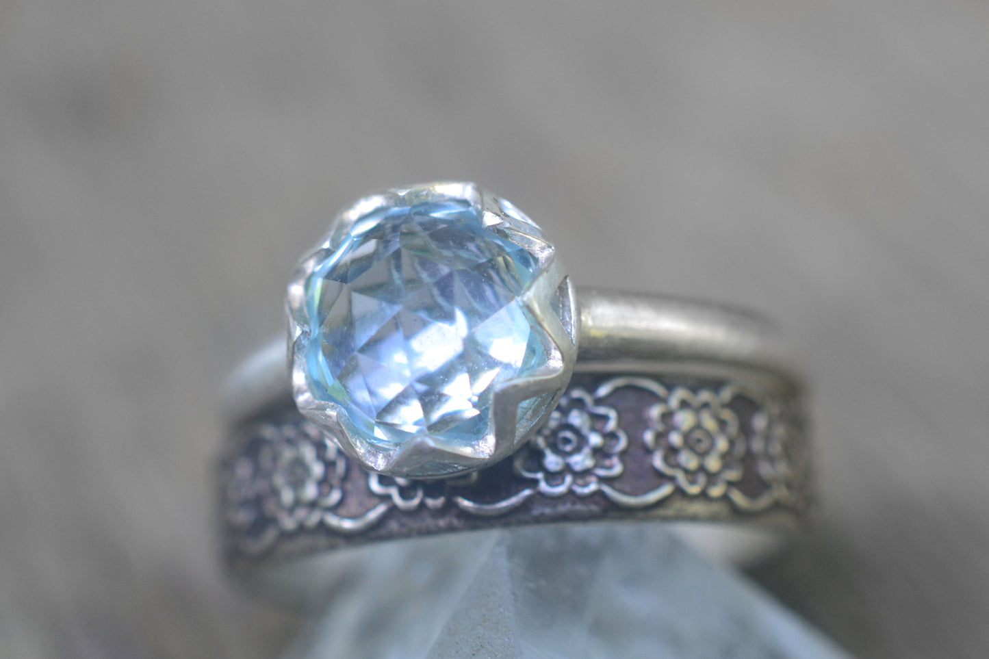 Sky Blue Topaz Bridal Set in Sterling Silver