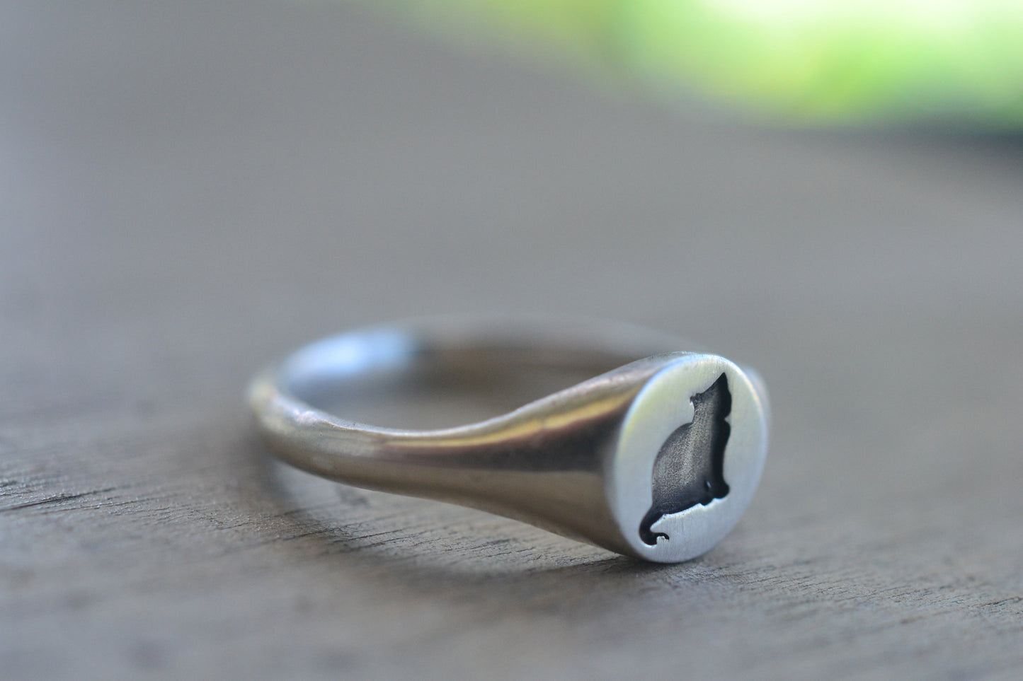 Sterling Silver Cat Cameo Signet Ring