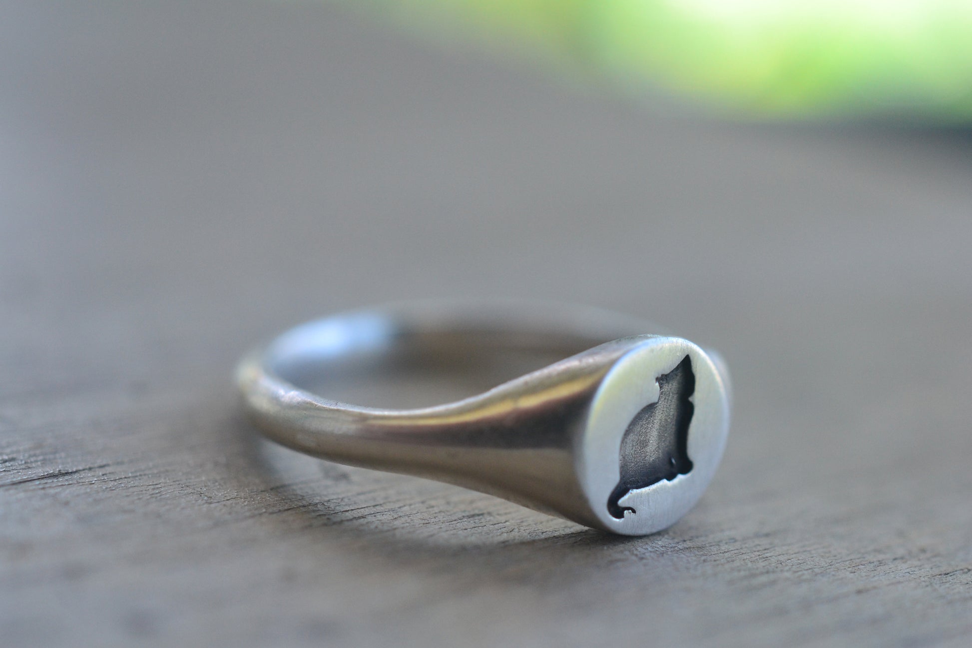 Sterling Silver Cat Cameo Signet Ring