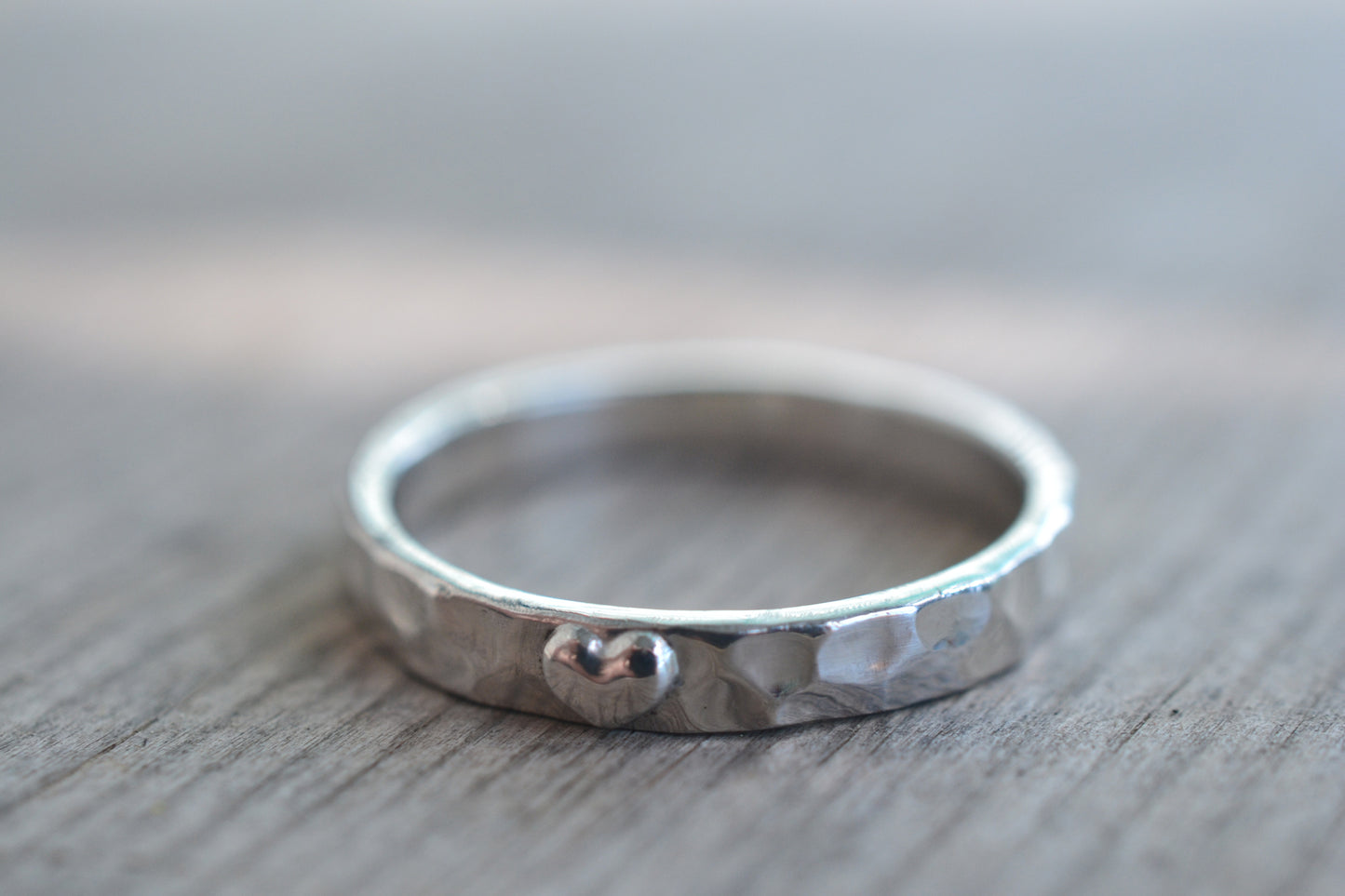 Womens Sterling Silver Heart Wedding Ring
