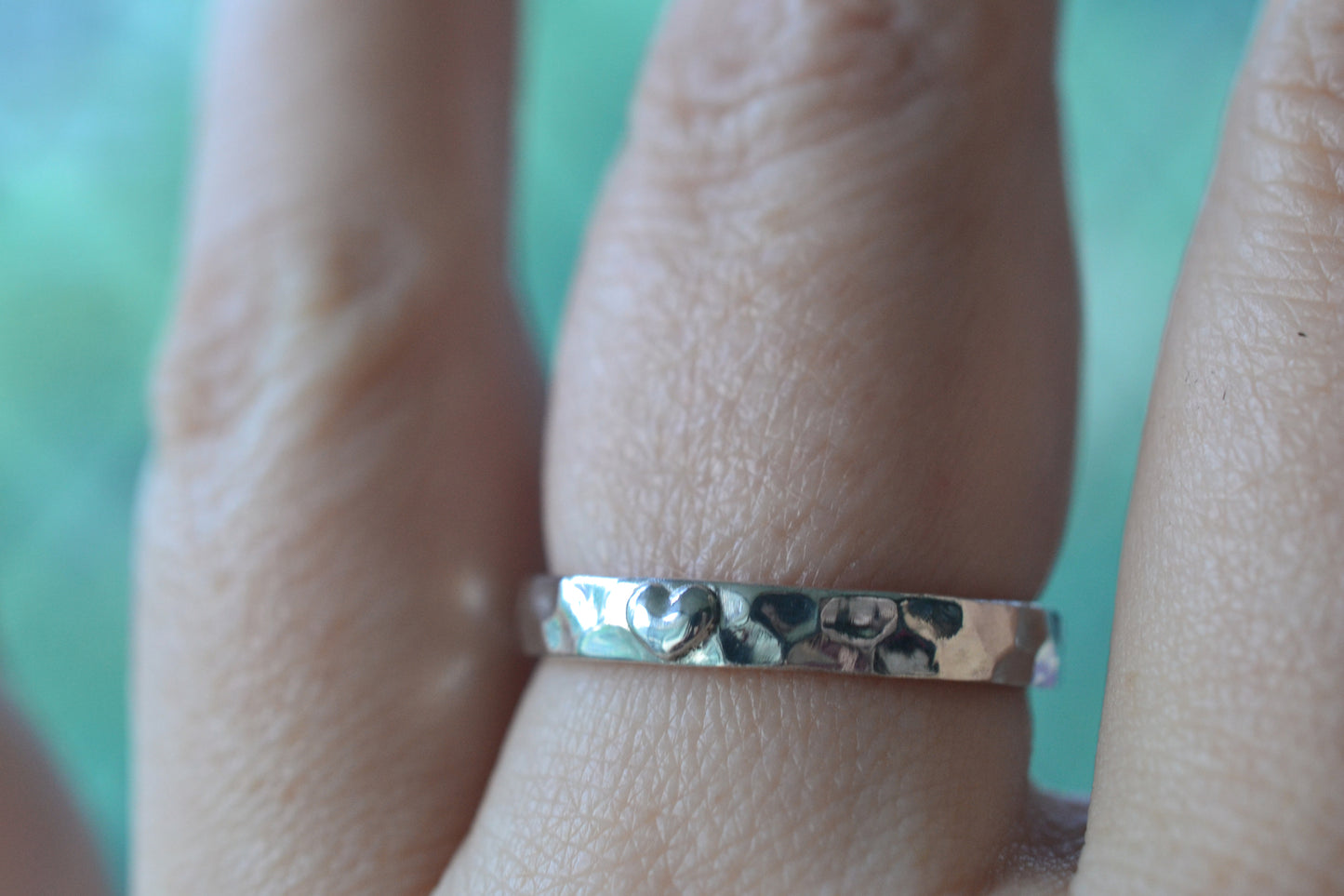 Simple Sterling Silver Heart Ring With Hammered Finish