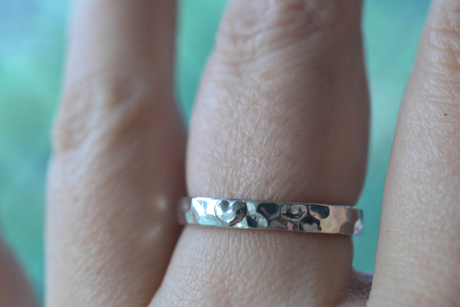 Simple Sterling Silver Heart Ring With Hammered Finish