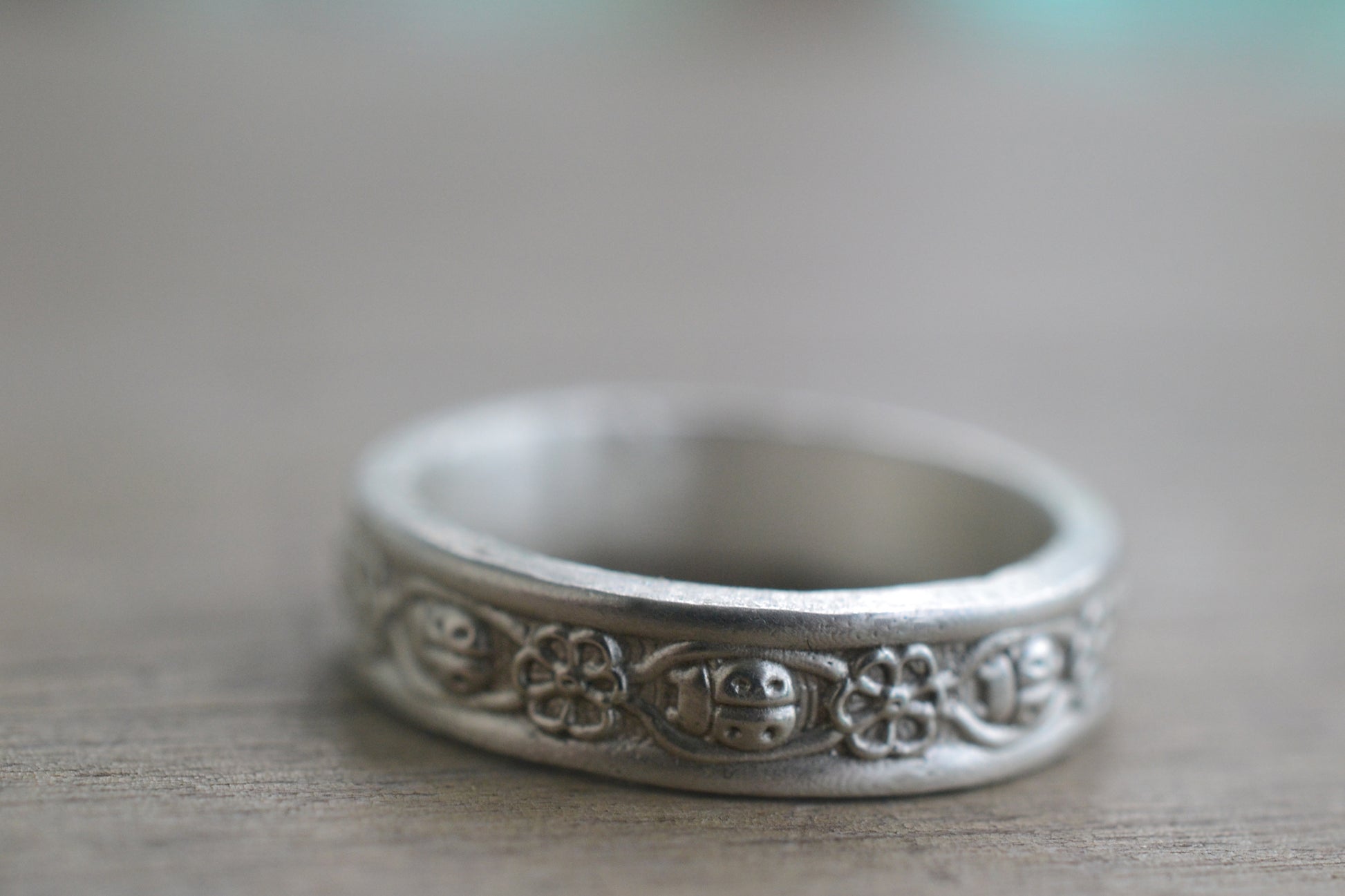Sterling Silver Ladybug Wedding Band
