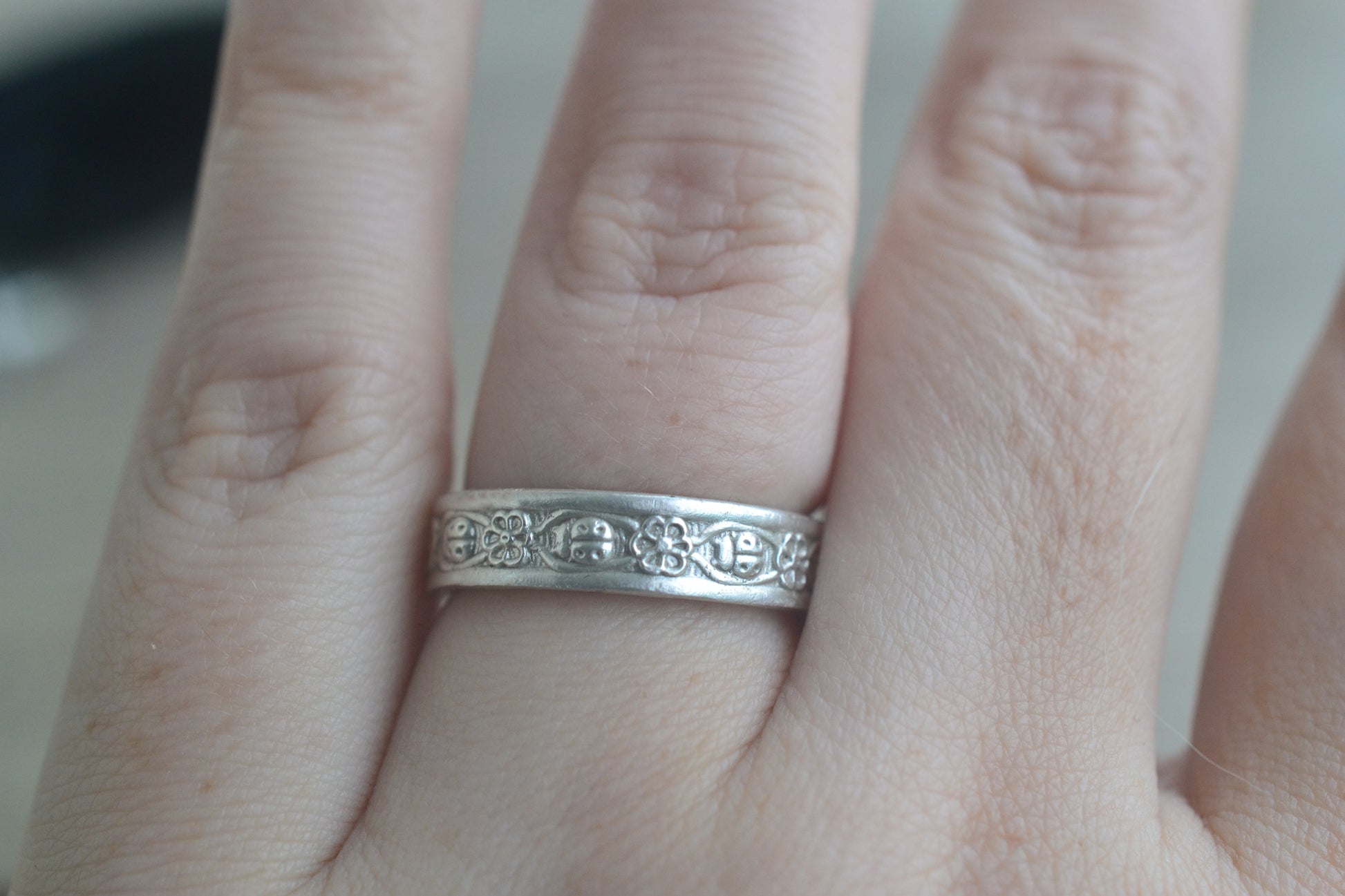 Sterling Silver Ladybird & Flower Ring