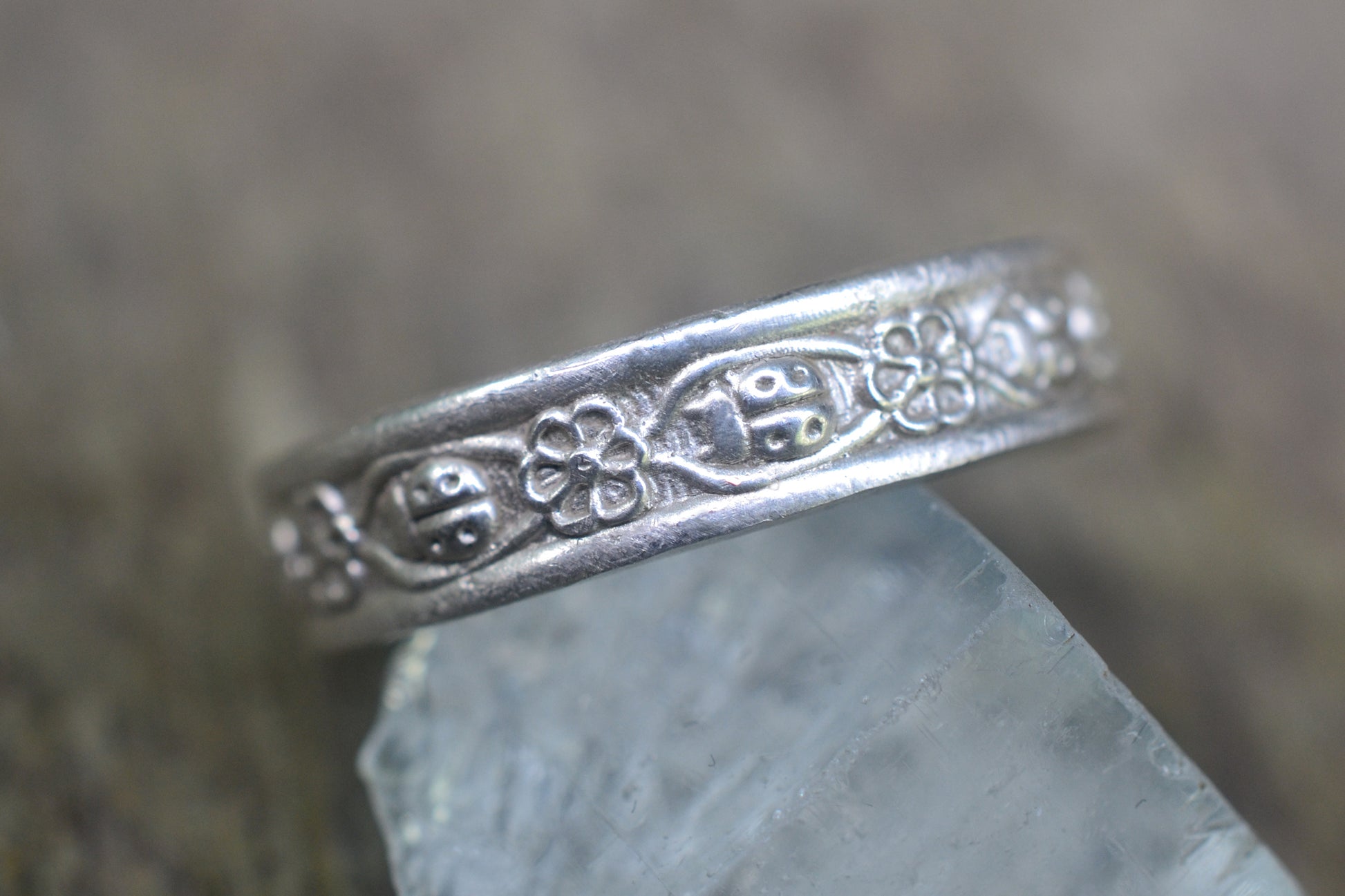 Sterling Silver Ladybird Wedding Band