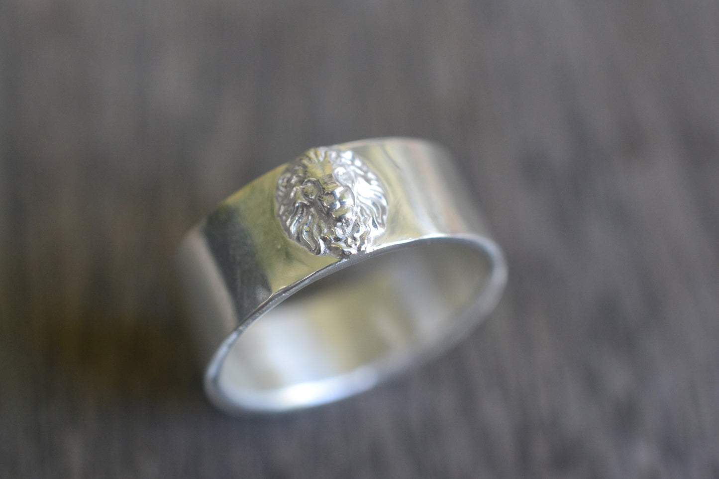 Sterling Silver Lion Wedding Band for Men