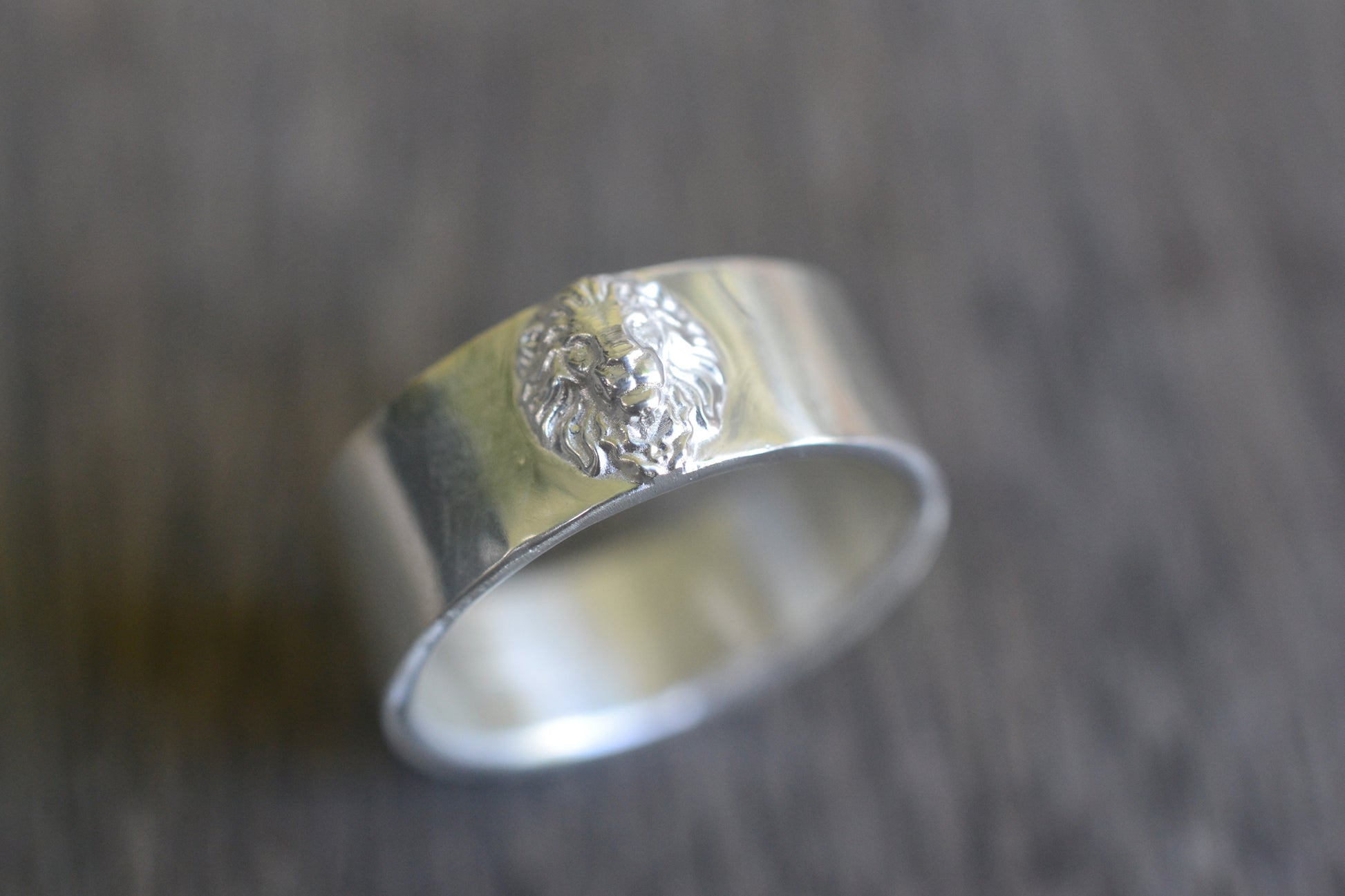 Sterling Silver Lion Wedding Band for Men