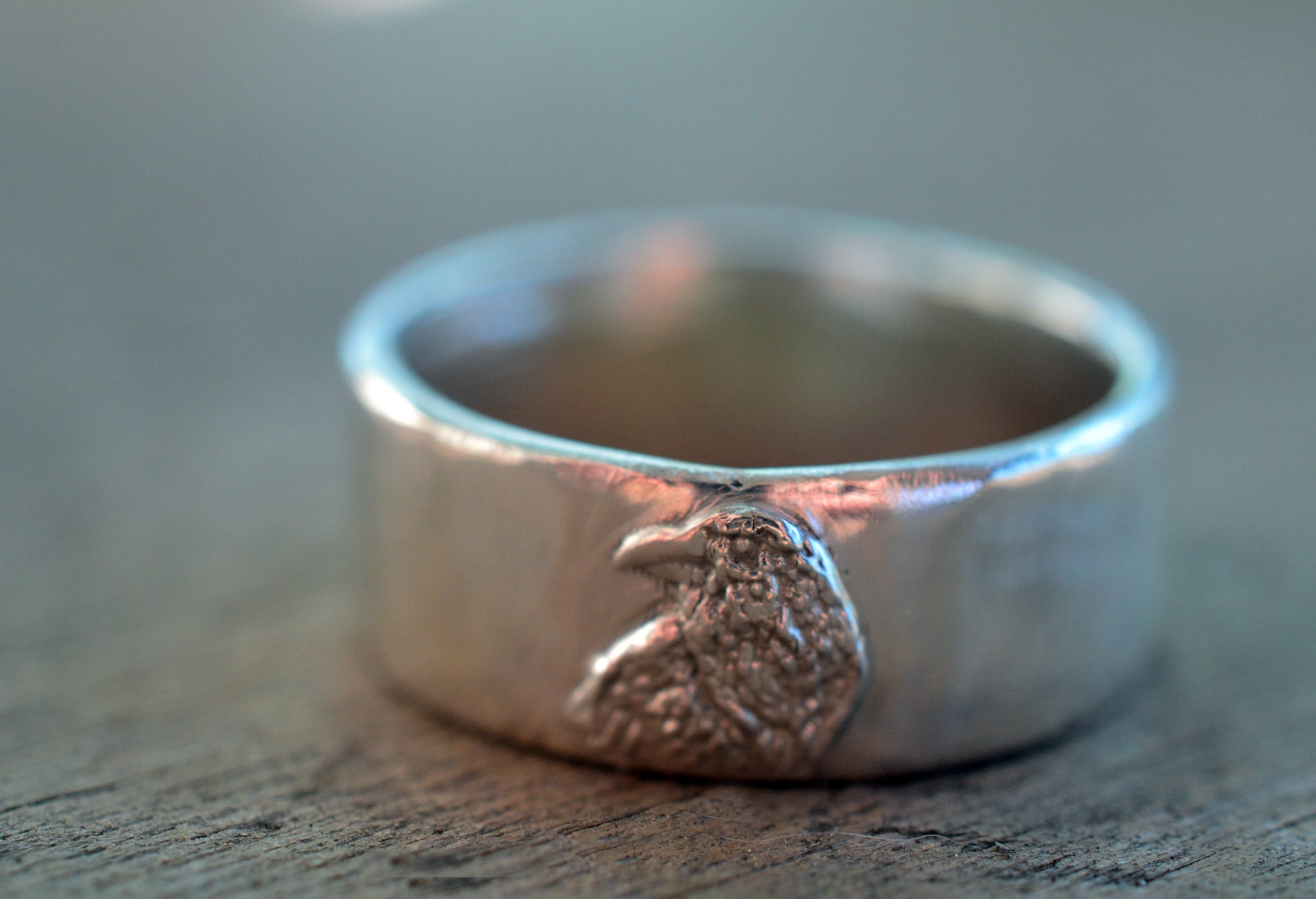 8mm Wide Silver Crow Wedding Band