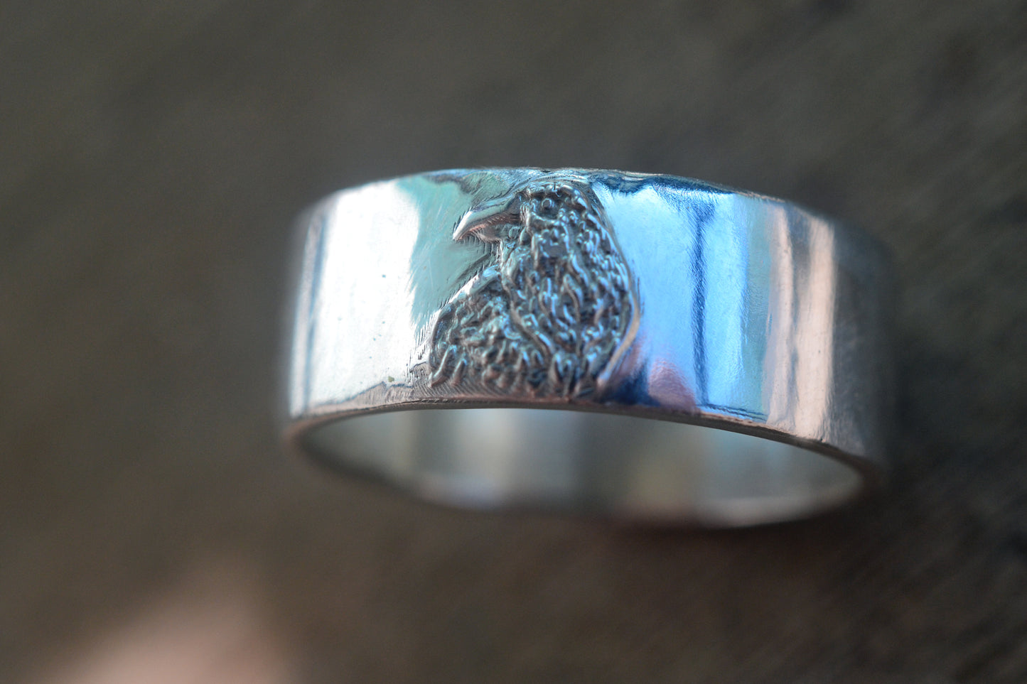 Sterling Silver Raven Wedding Band