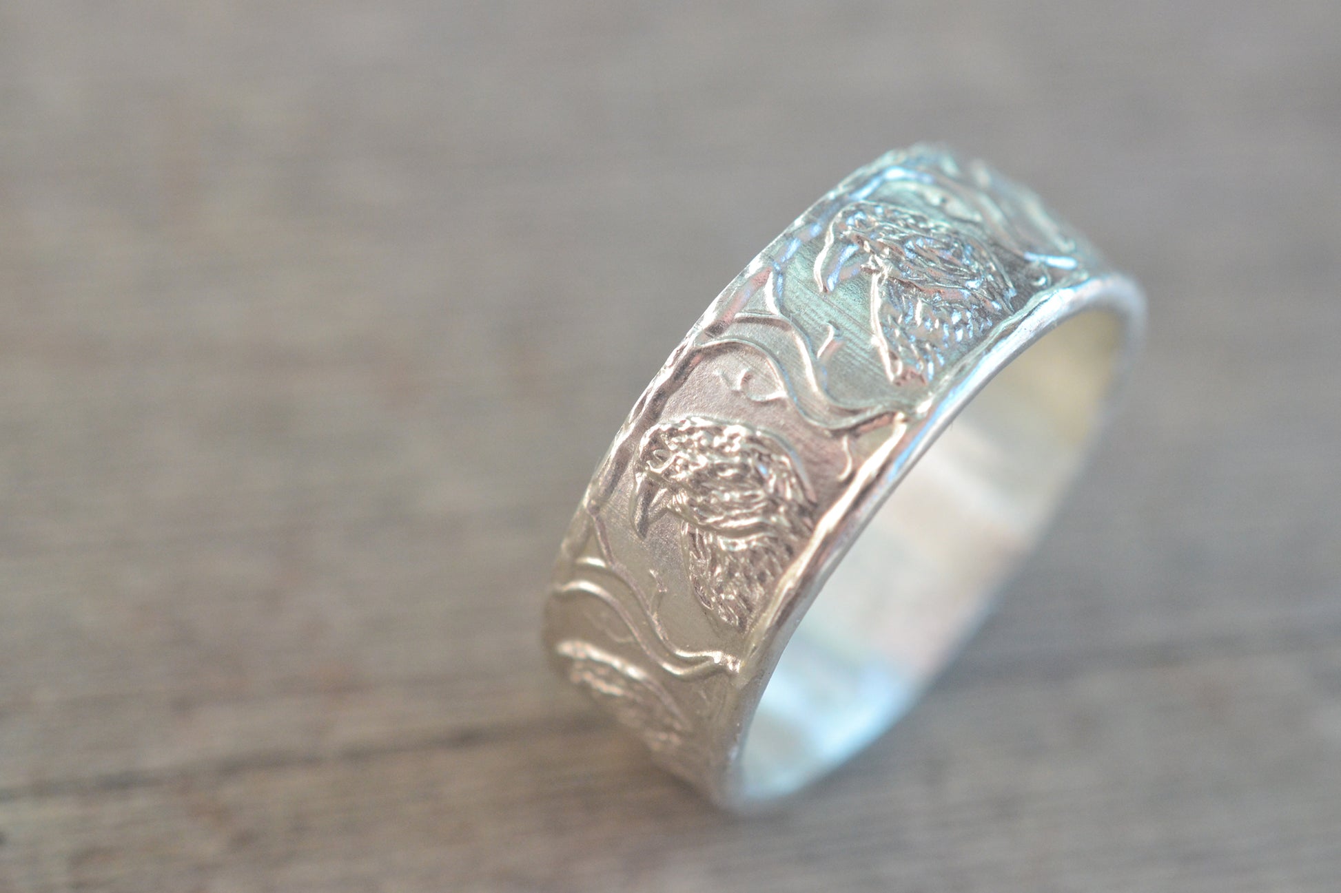 Mans Sterling Silver Raven Wedding Ring