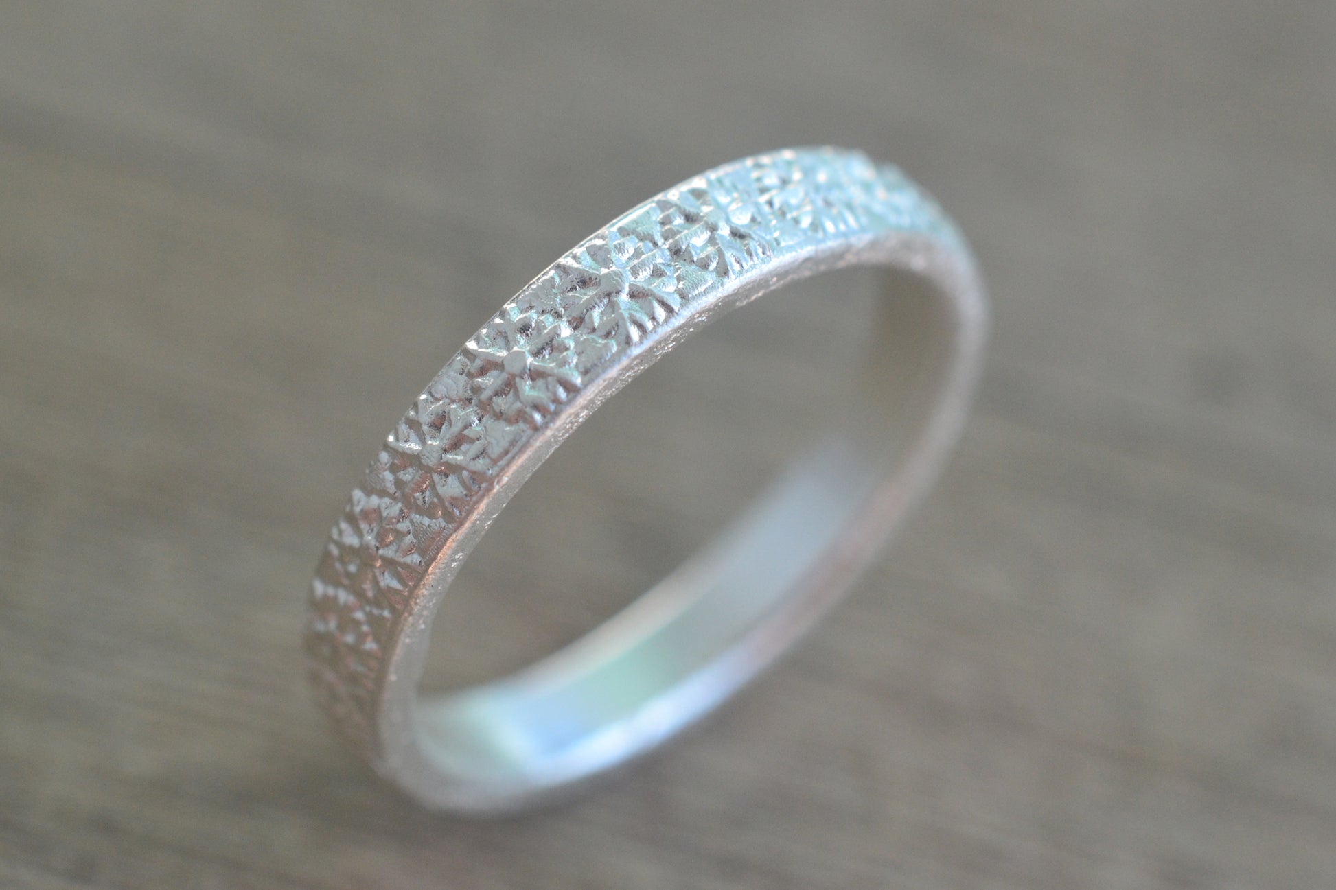 Dainty Sterling Silver Snowflake Wedding Band