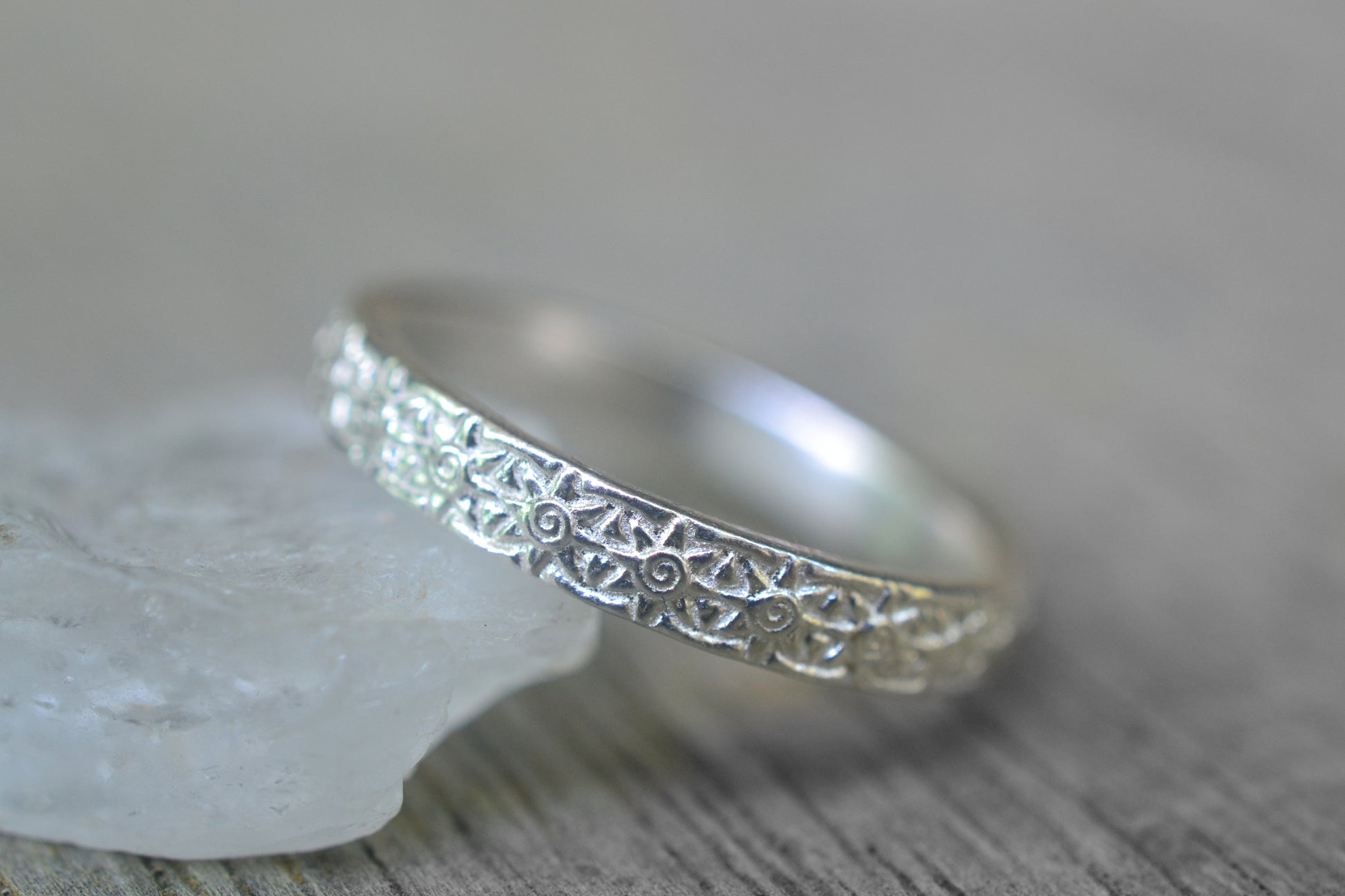 Sterling Silver Sun Wedding Band For Women