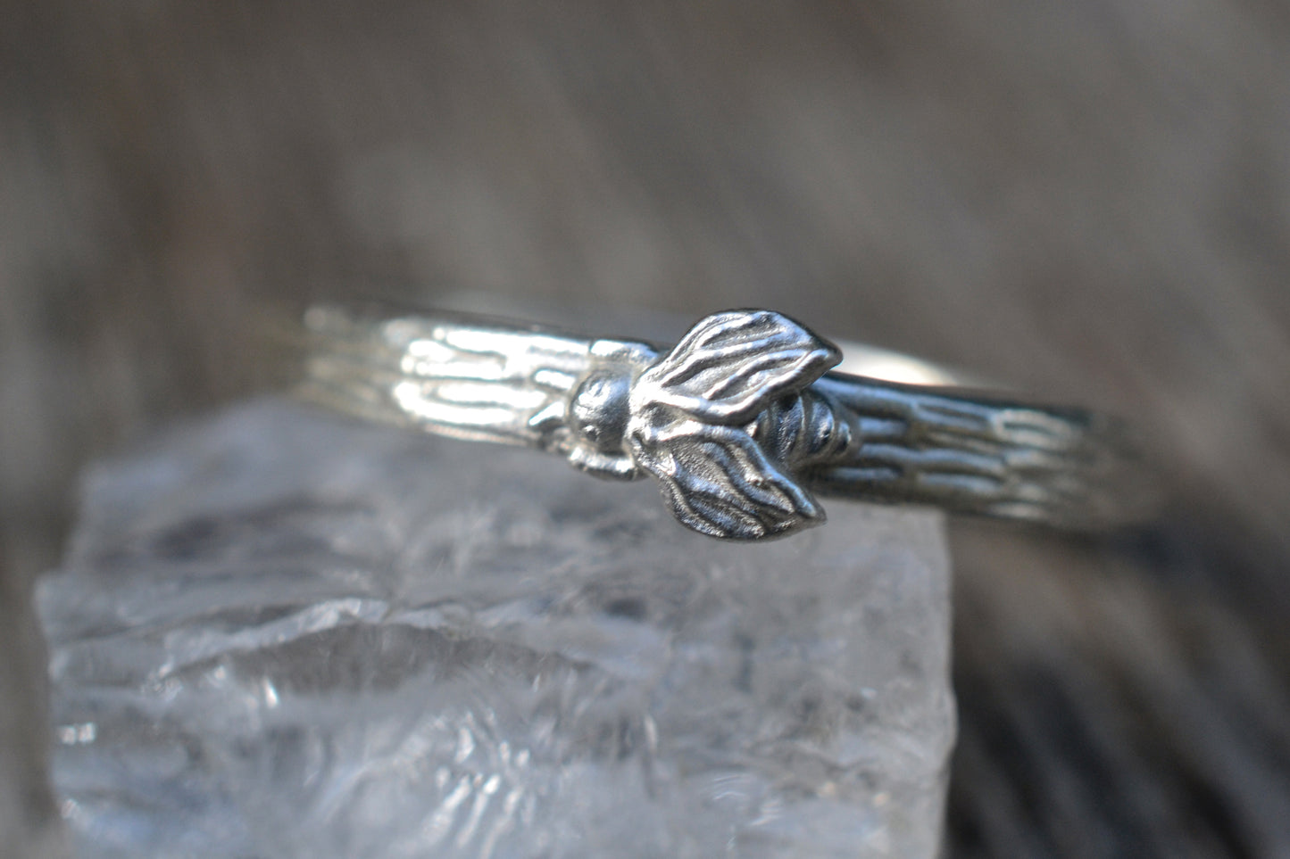 Dainty Sterling Silver Stacking Ring With Bee Charm