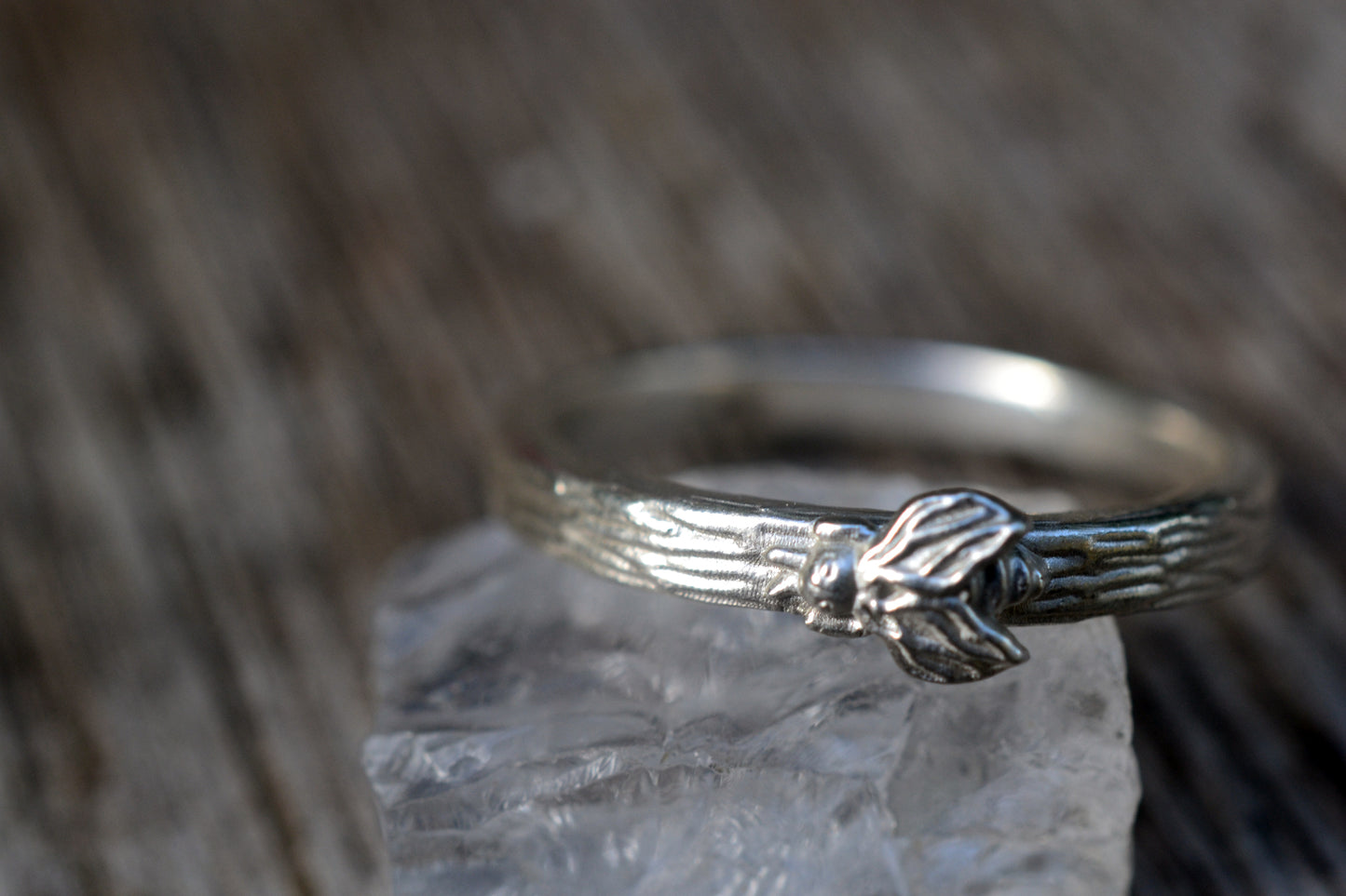 Dainty Sterling Silver Honeybee Stack Ring