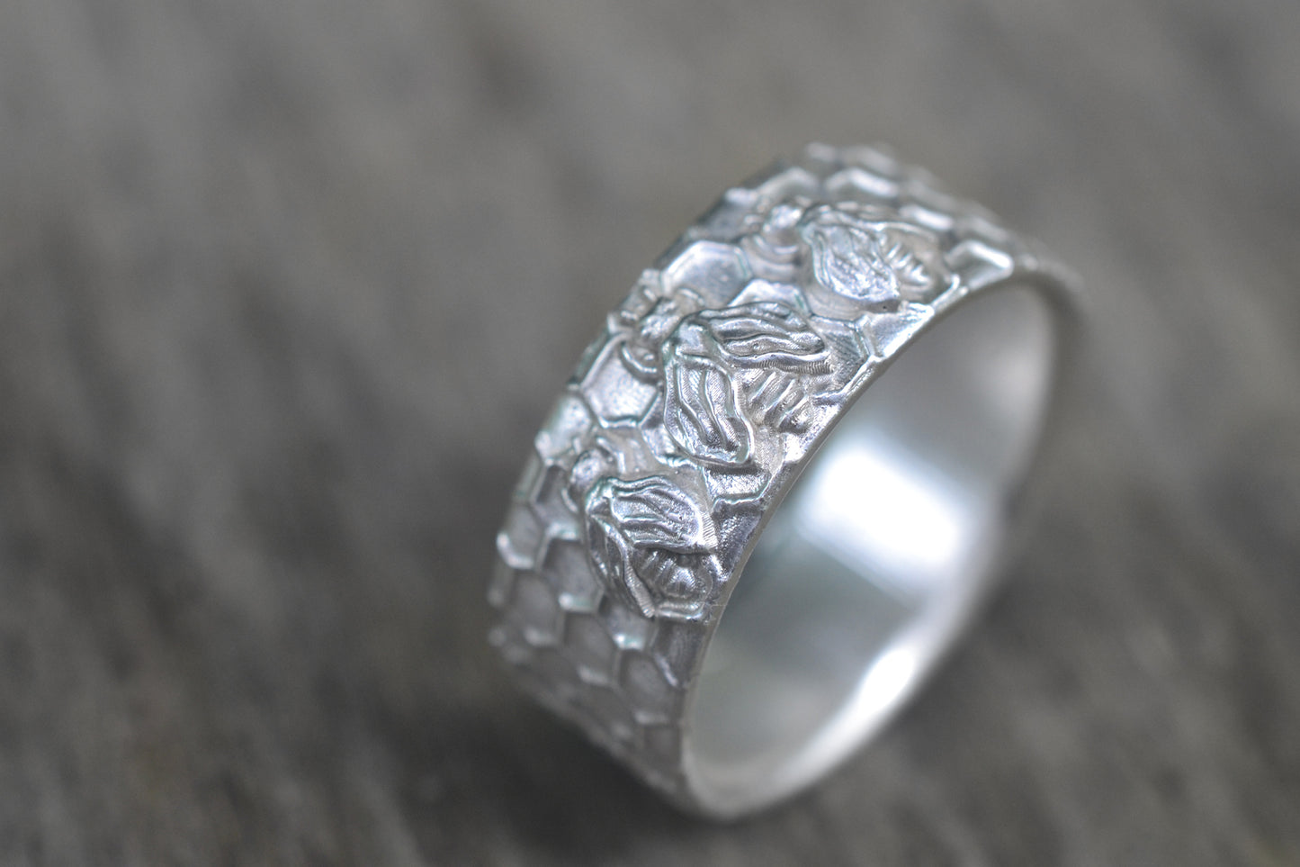 Sterling Silver Honeybee Wedding Band