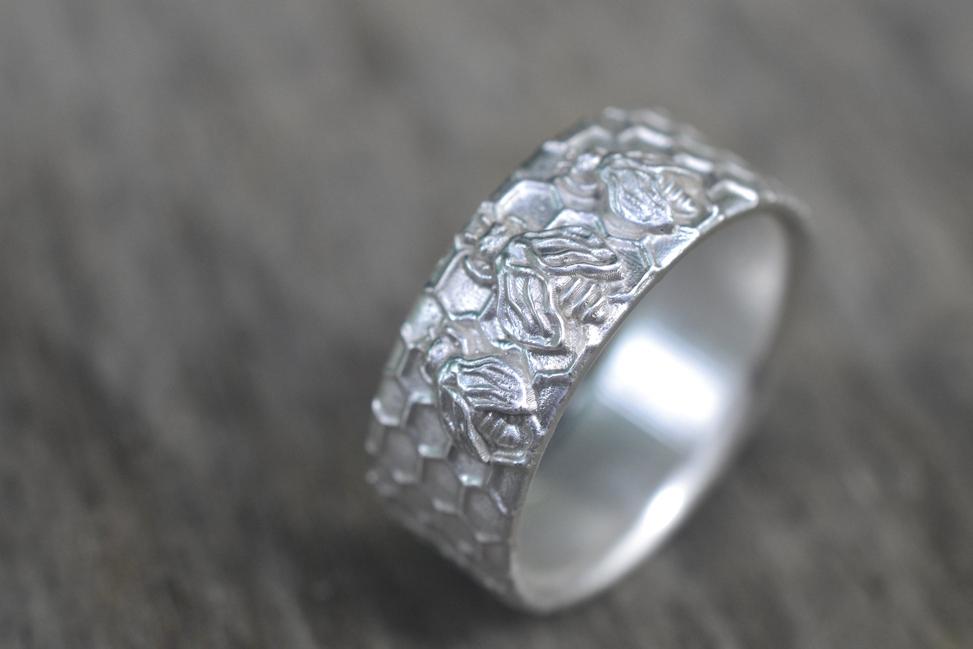 Sterling Silver Honeybee Wedding Band