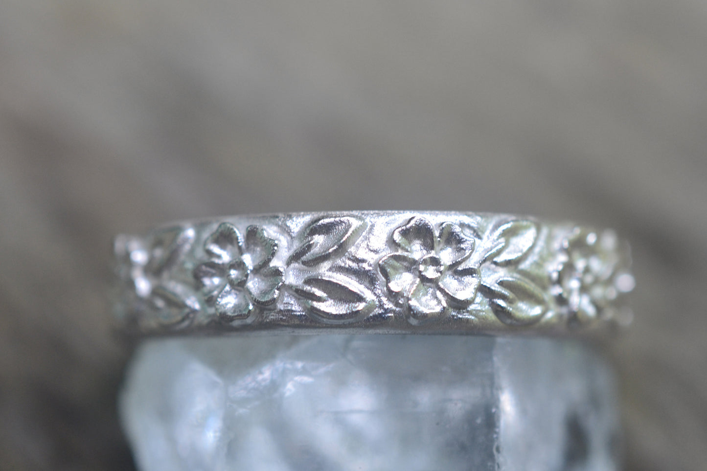 Mens 5mm Wide Silver Rose Wedding Band