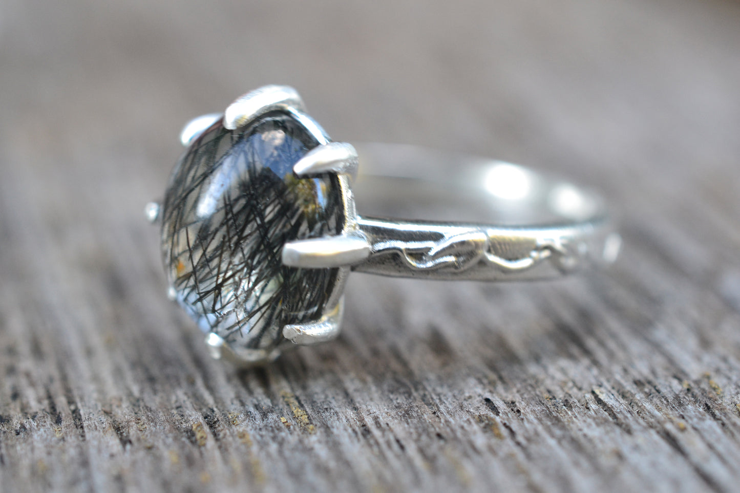Tournalinated Quartz Cocktail Ring in Sterling Silver