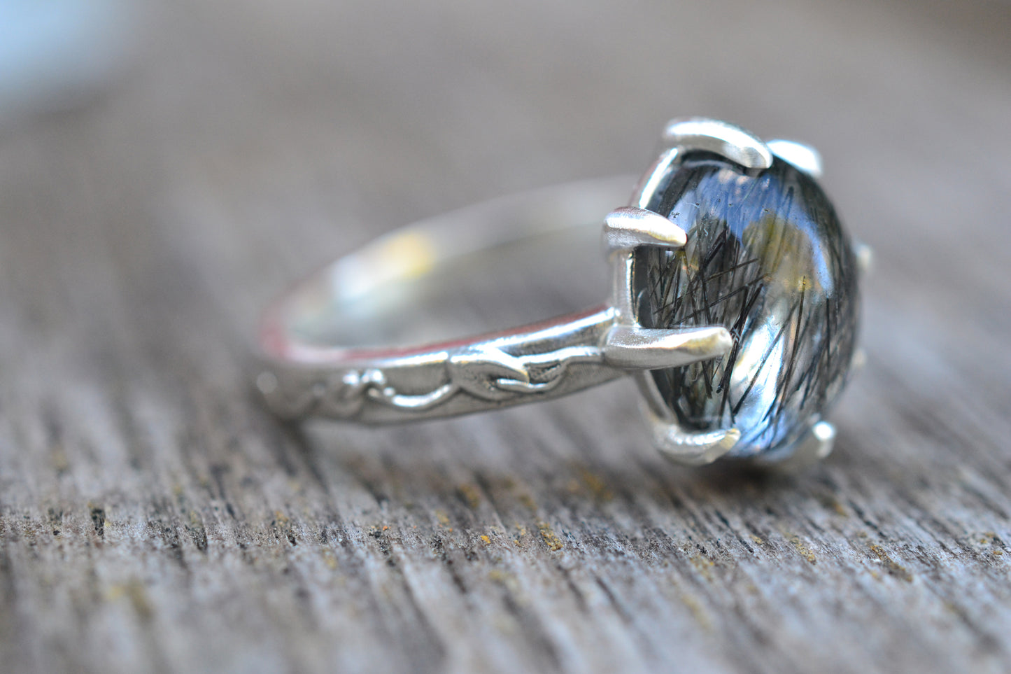 Needle Quartz Cocktail Ring in Sterling Silver