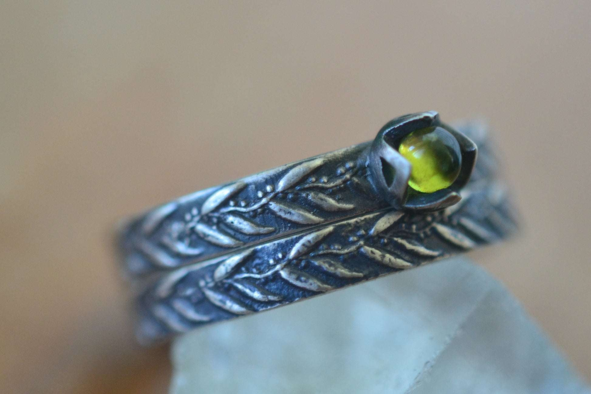 Eucalyptus Leaf Bridal Set With Vesuvianite