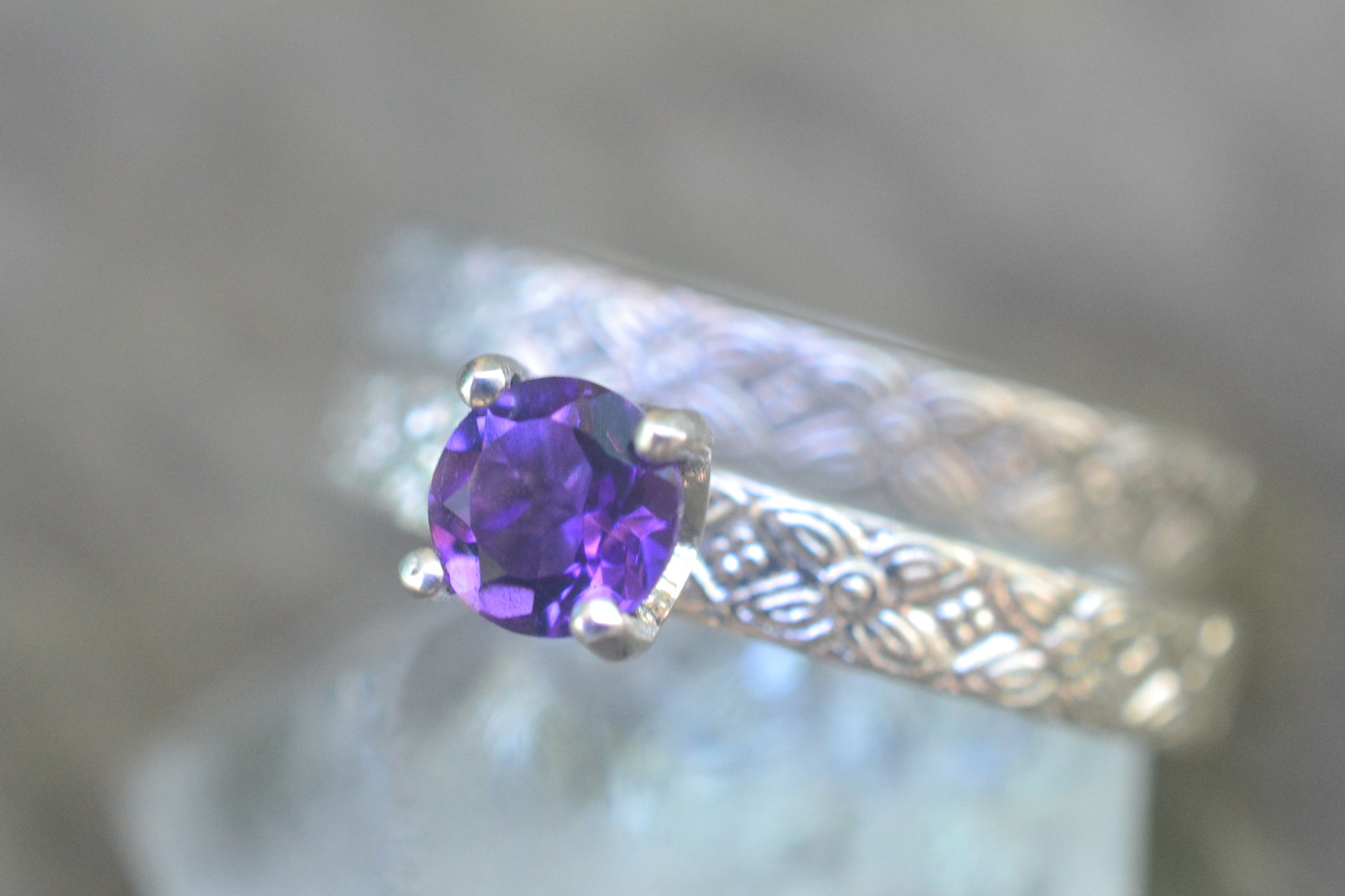 Natural Amethyst Bridal Set in Sterling Silver